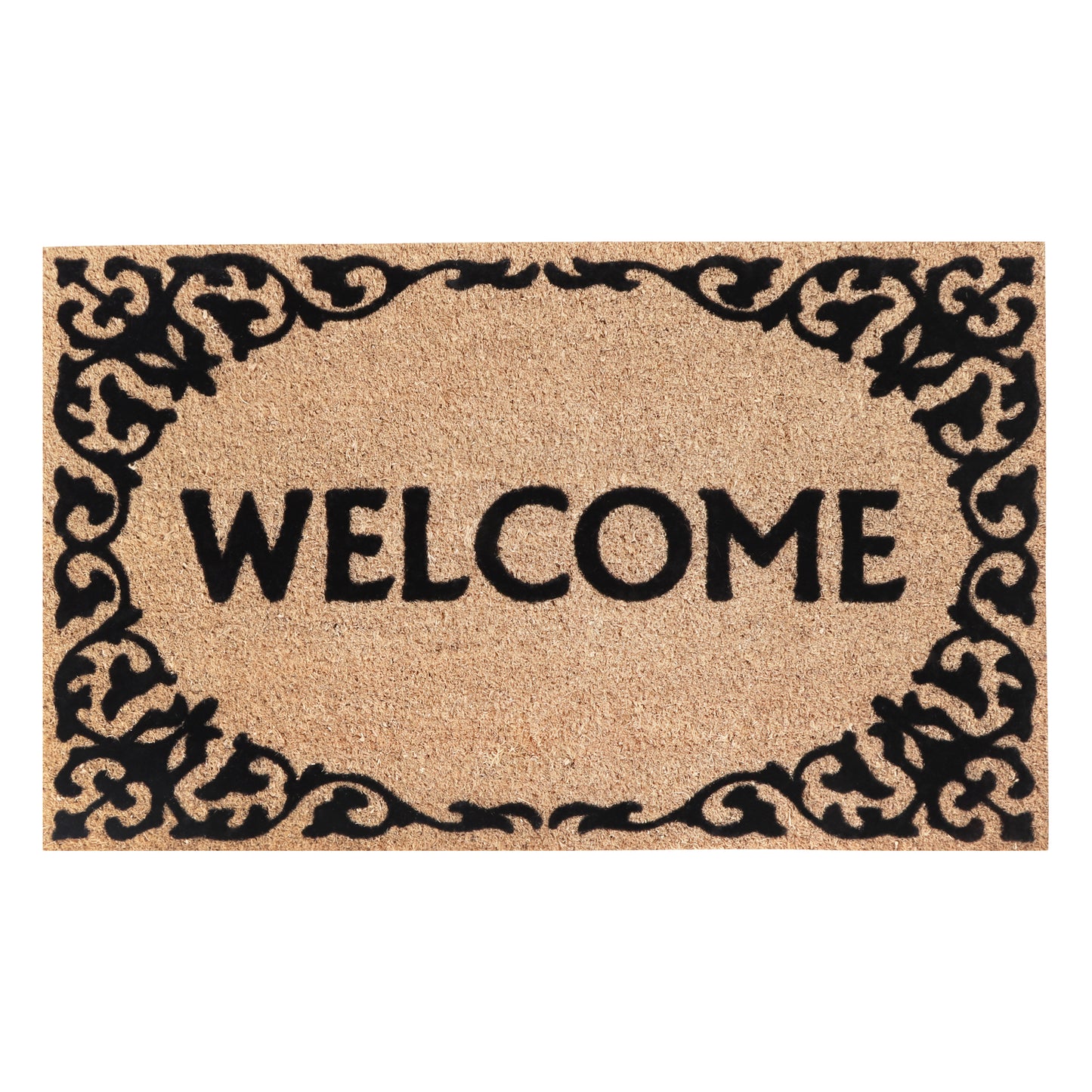 A1HC Natural Coir Flocked Door mat with Heavy Duty Non-Slip PVC Backing, Low-Profile Durable Doormat