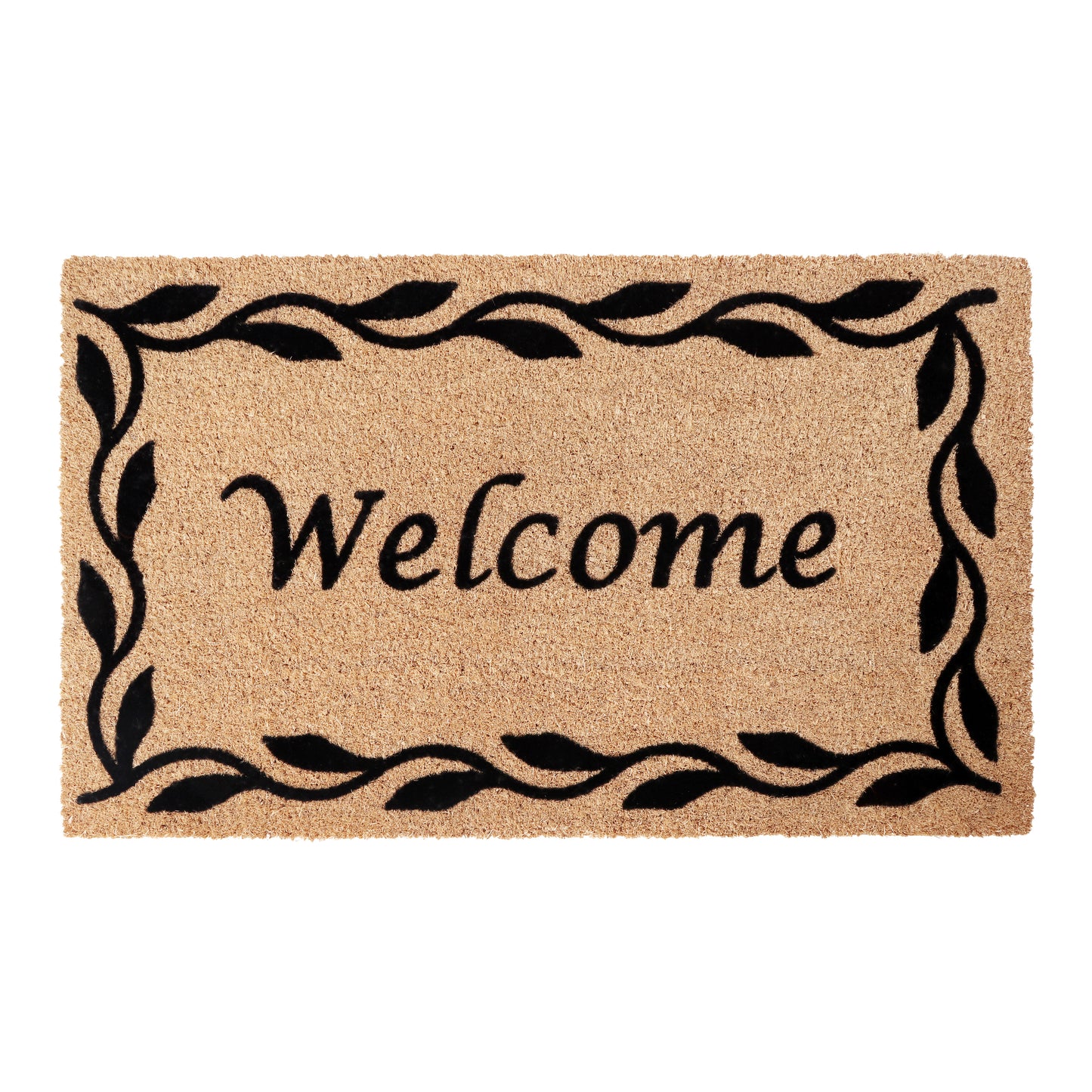 A1HC Natural Coir Flocked Door mat with Heavy Duty Non-Slip PVC Backing, Low-Profile Durable Doormat
