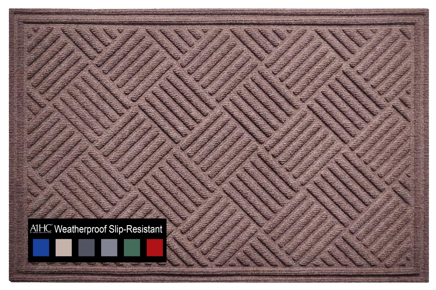 A1HC Durable Multi Purpose Polypropylene Rubber Doormat for Indoor Outdoor Front Door Mat, Checkered