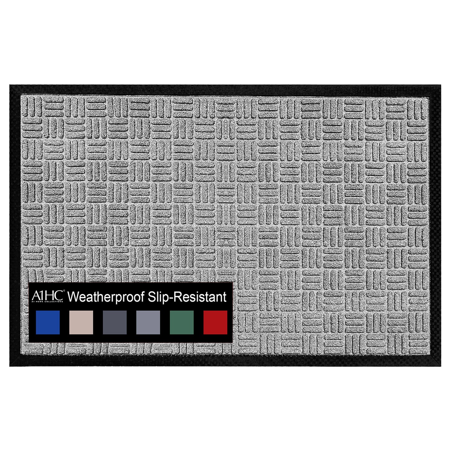 A1HC Indoor Outdoor Doormat Non-Slip Rubber Mat for Entrance, Patio, Garage and Office - Criss Cross