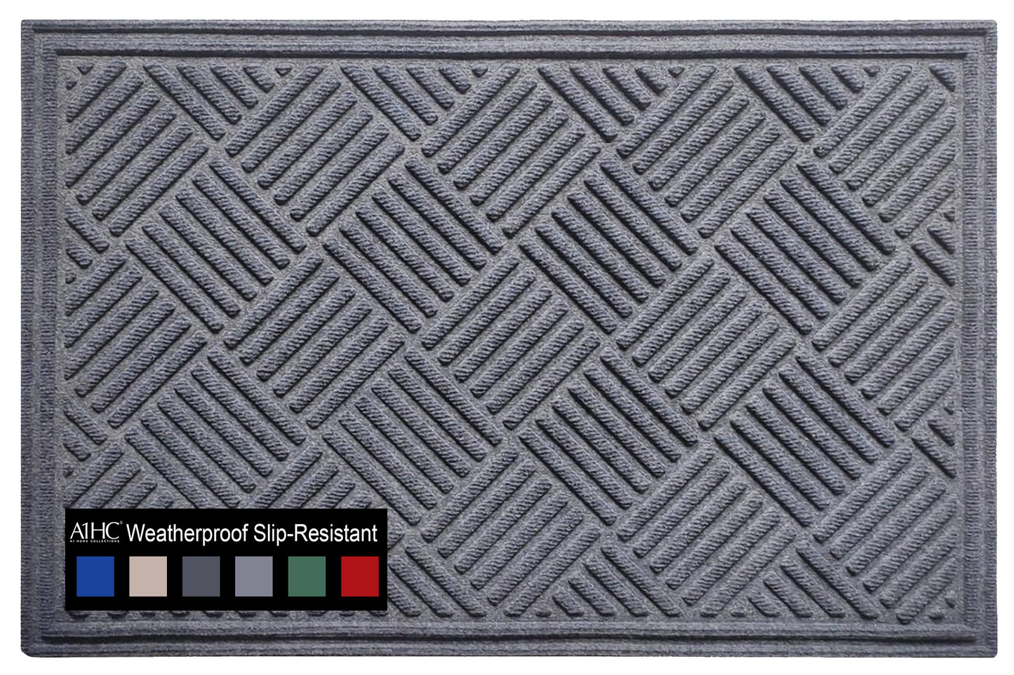 A1HC Durable Multi Purpose Polypropylene Rubber Doormat for Indoor Outdoor Front Door Mat, Checkered