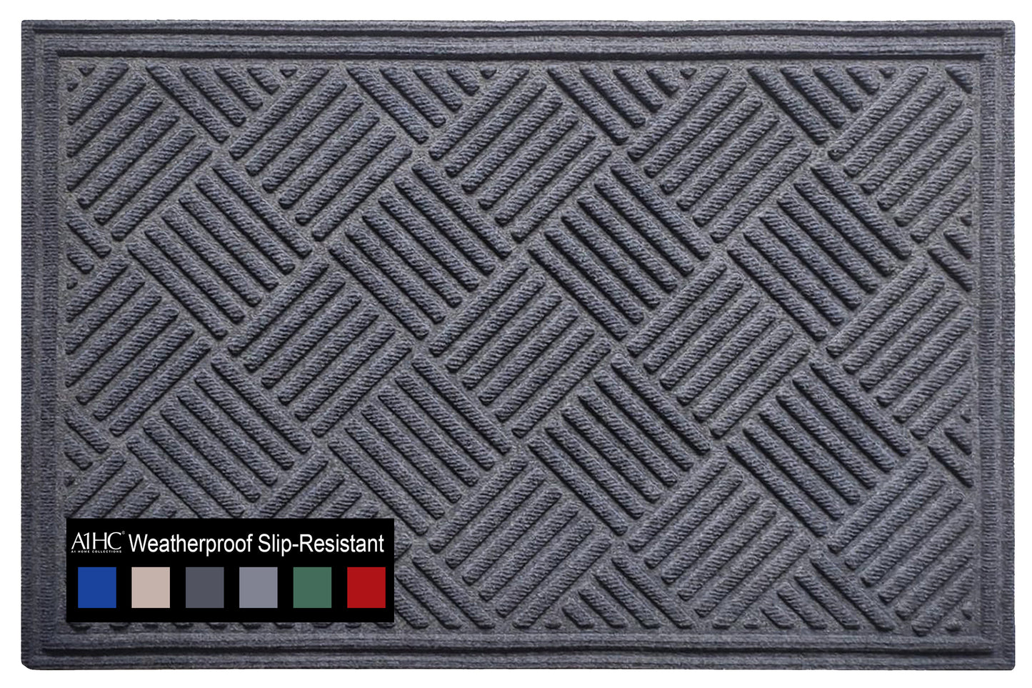 A1HC Durable Multi Purpose Polypropylene Rubber Doormat for Indoor Outdoor Front Door Mat, Checkered