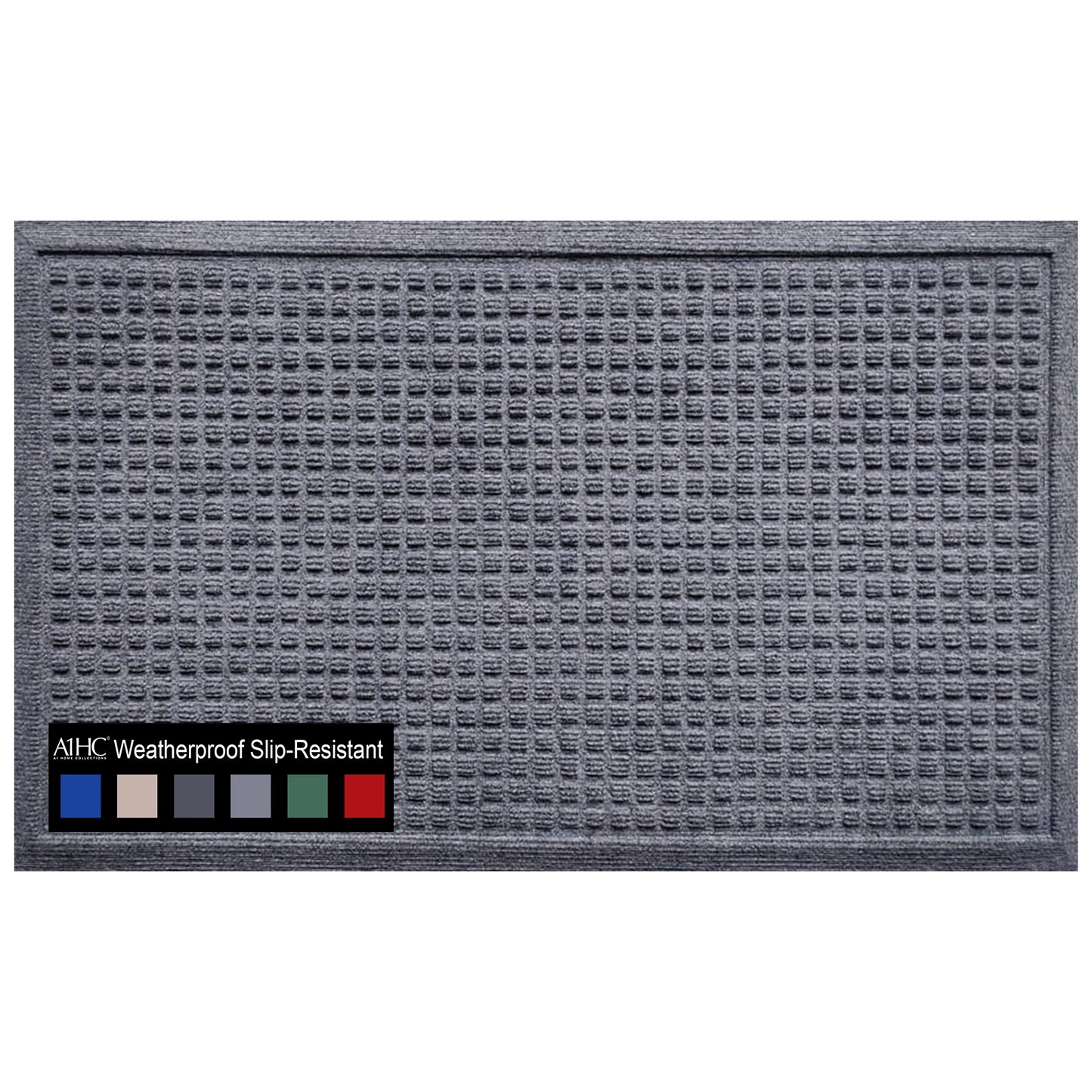 A1HC Durable Multi Purpose Polypropylene Rubber Doormat for Indoor Outdoor Front Door Mat, Waffle