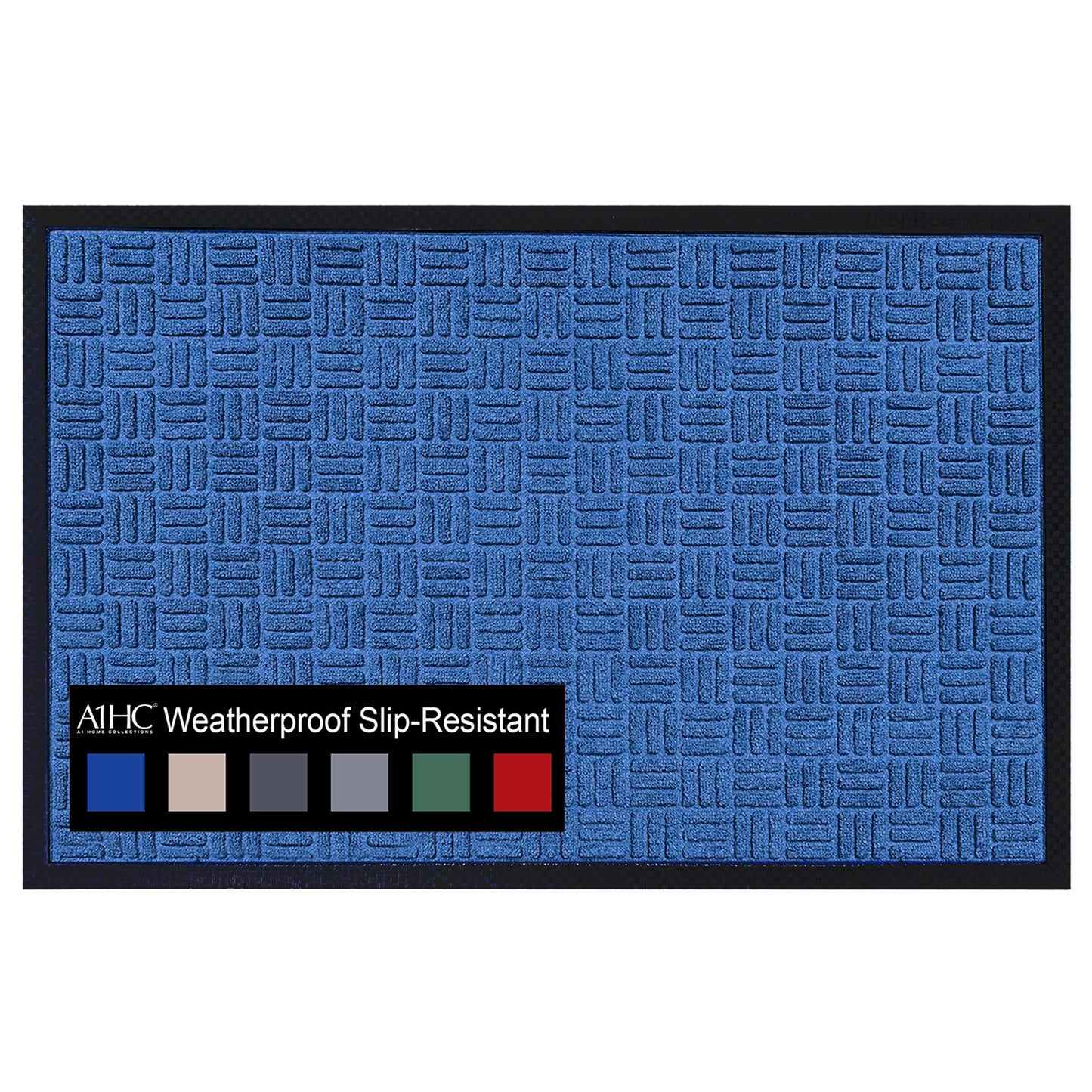 A1HC Indoor Outdoor Doormat Non-Slip Rubber Mat for Entrance, Patio, Garage and Office - Criss Cross