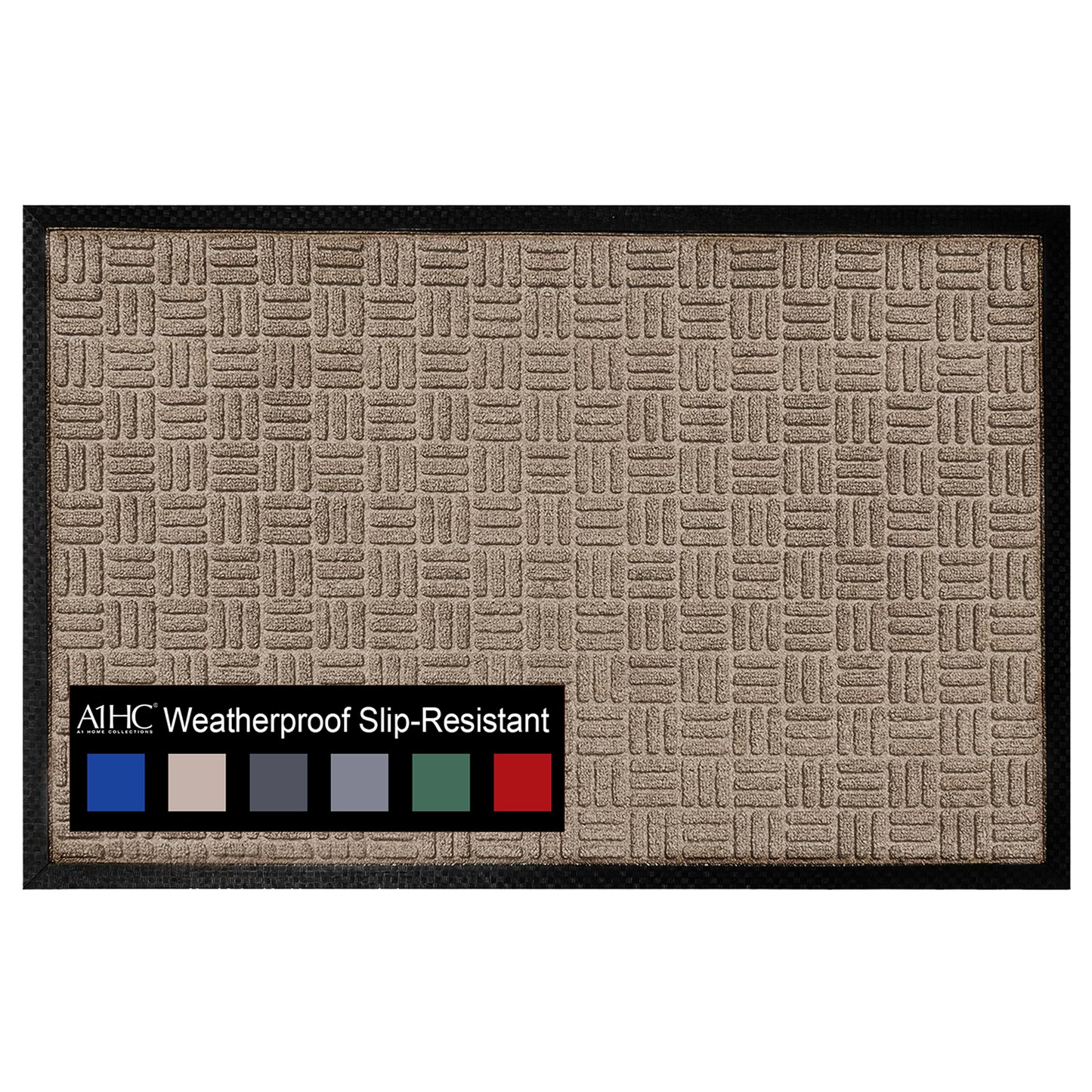 A1HC Indoor Outdoor Doormat Non-Slip Rubber Mat for Entrance, Patio, Garage and Office - Criss Cross