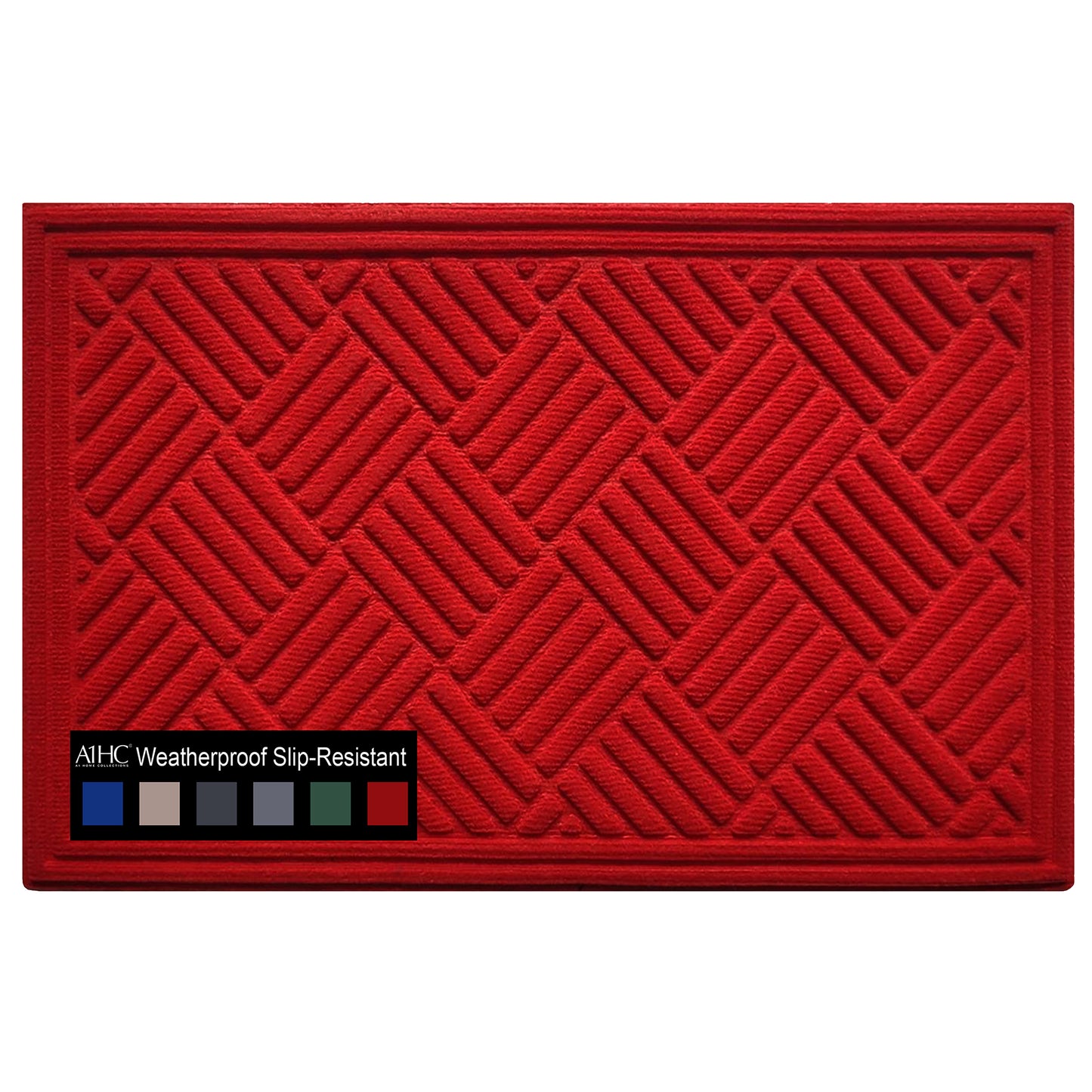 A1HC Durable Multi Purpose Polypropylene Rubber Doormat for Indoor Outdoor Front Door Mat, Checkered