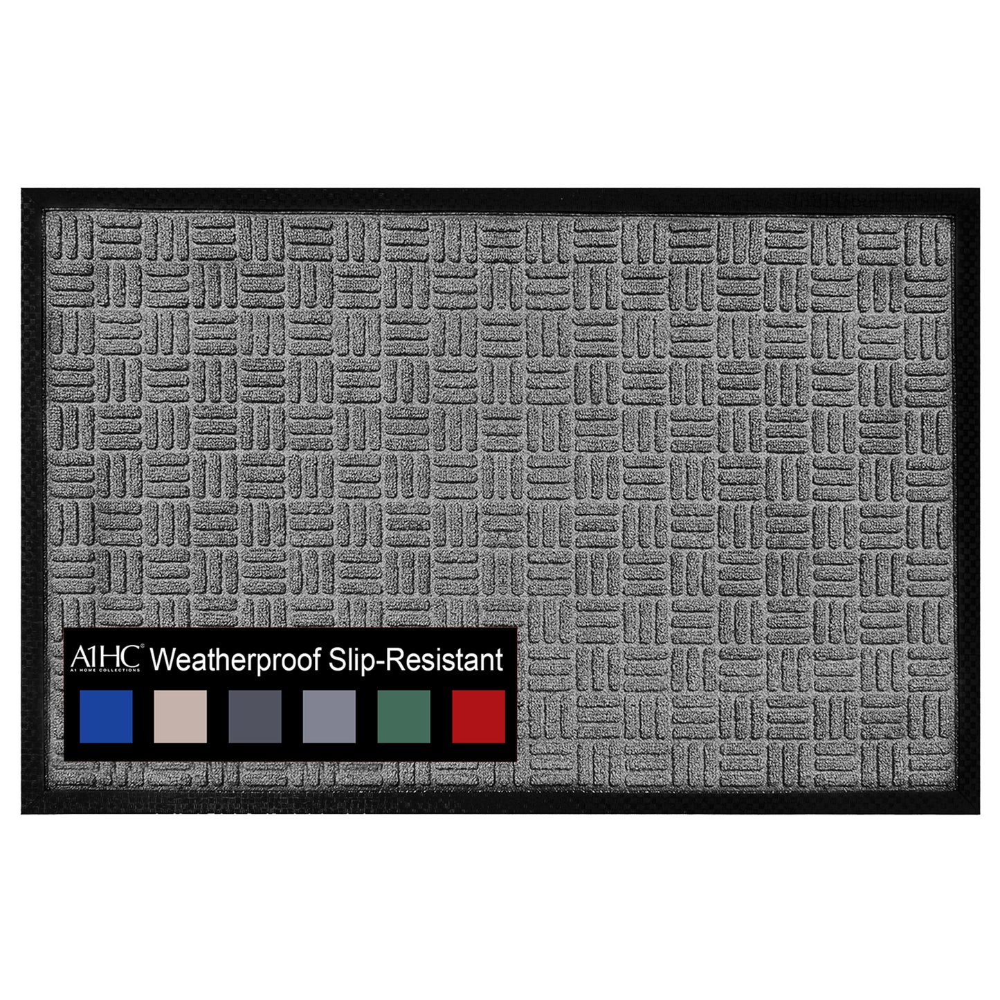 A1HC Indoor Outdoor Doormat Non-Slip Rubber Mat for Entrance, Patio, Garage and Office - Criss Cross