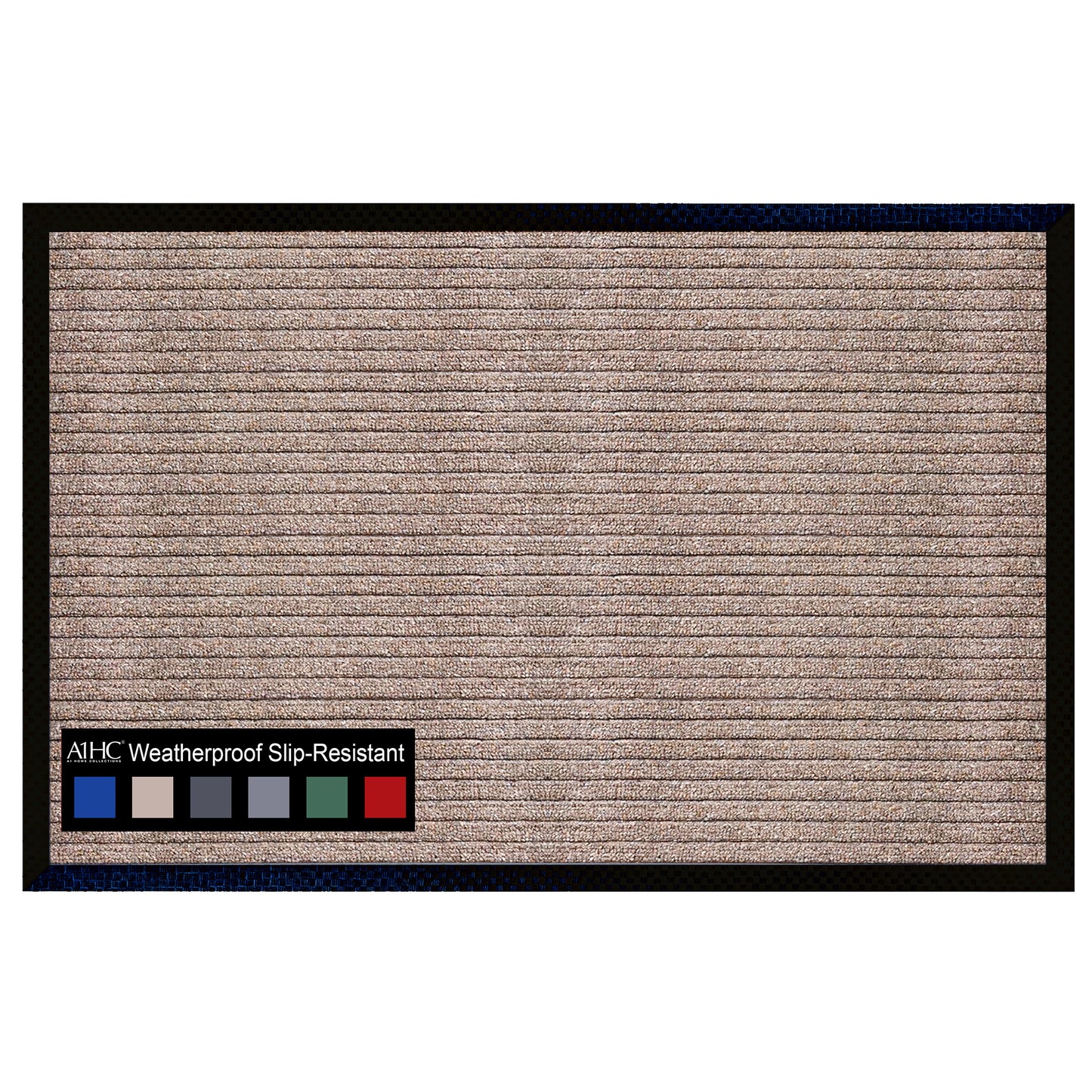 A1HC Indoor Outdoor Doormat, Non-Slip Rubber Mat for Entrance, Patio, Garage and Office - Stripe