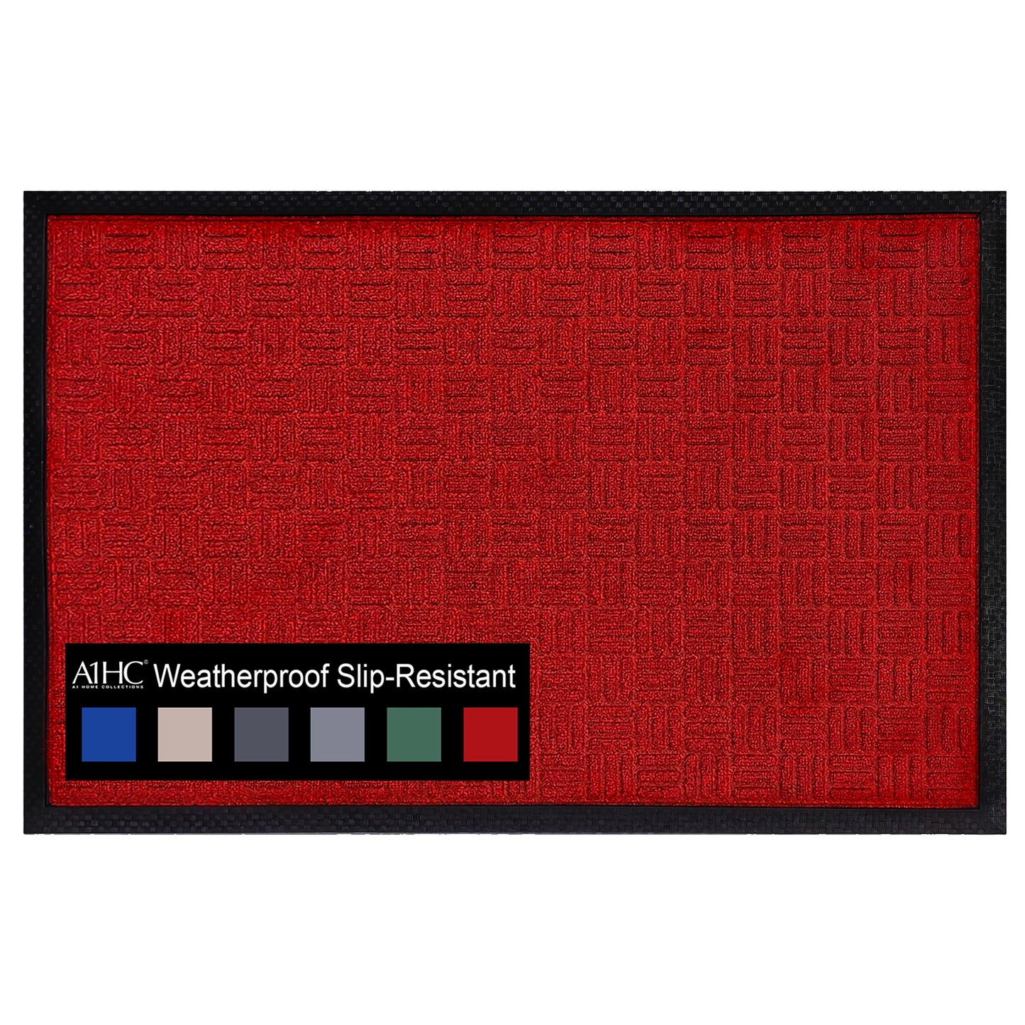 A1HC Indoor Outdoor Doormat Non-Slip Rubber Mat for Entrance, Patio, Garage and Office - Criss Cross