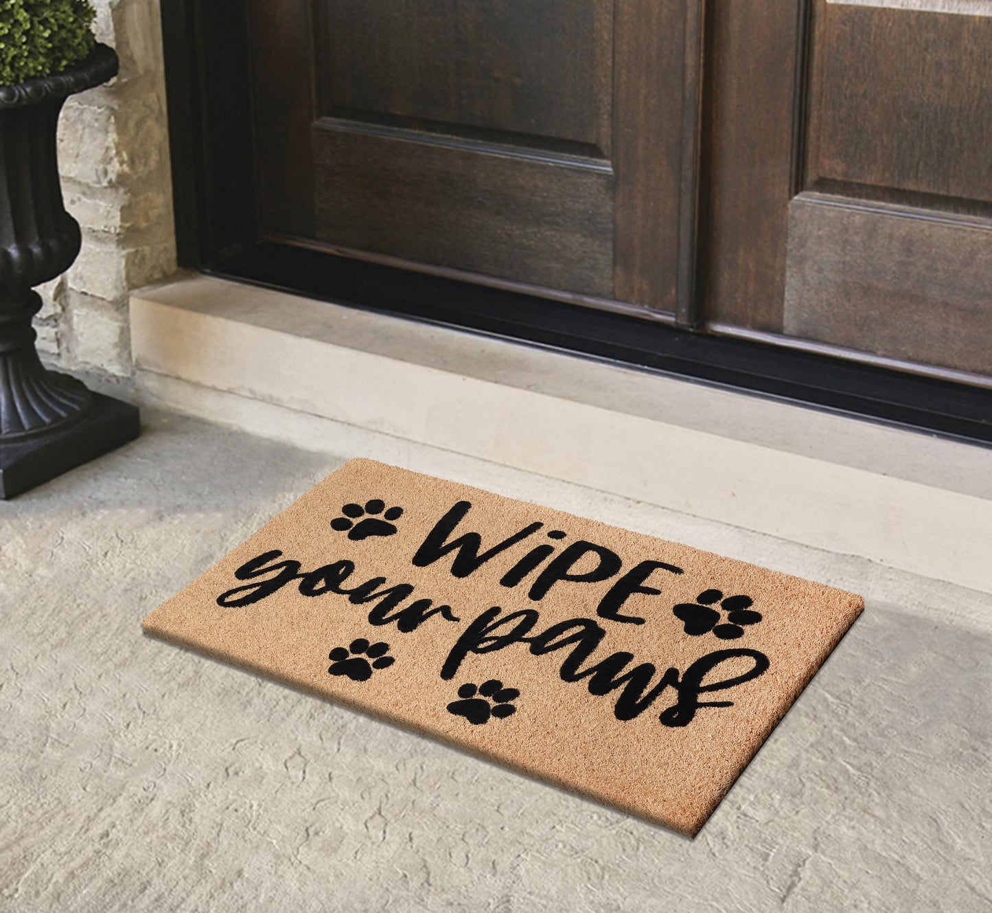 A1HC Natural Coir Flocked Door mat with Heavy Duty Non-Slip PVC Backing, Low-Profile Durable Doormat