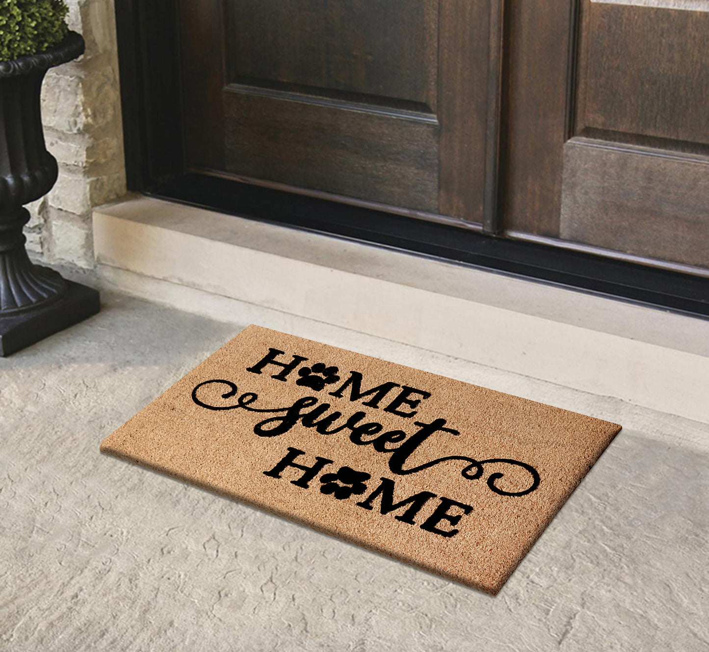 A1HC Natural Coir Flocked Door mat with Heavy Duty Non-Slip PVC Backing, Low-Profile Durable Doormat
