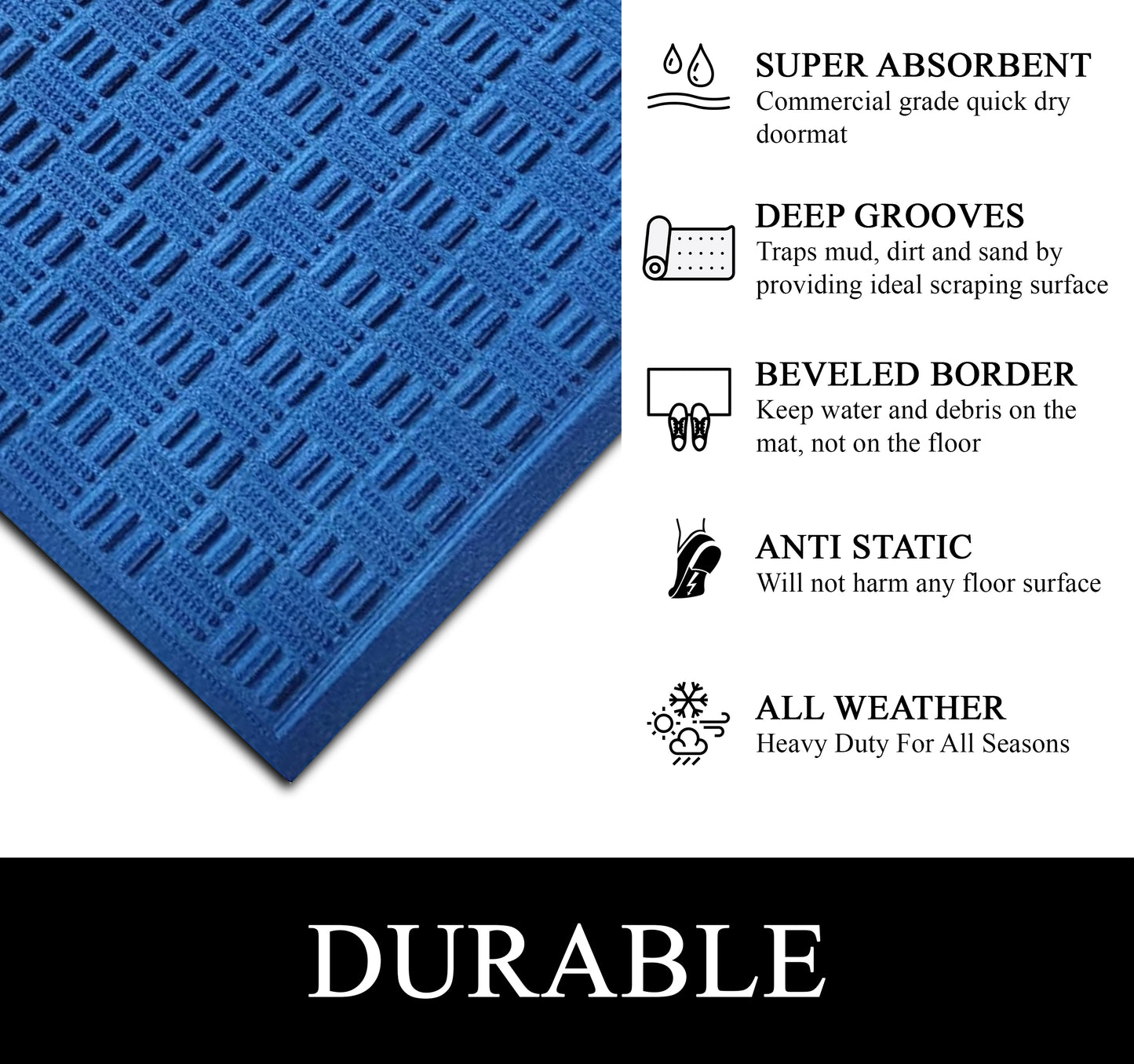 A1HC Durable Multi Purpose Polypropylene Rubber Doormat for Indoor Outdoor Front Door Mat Criss Cross