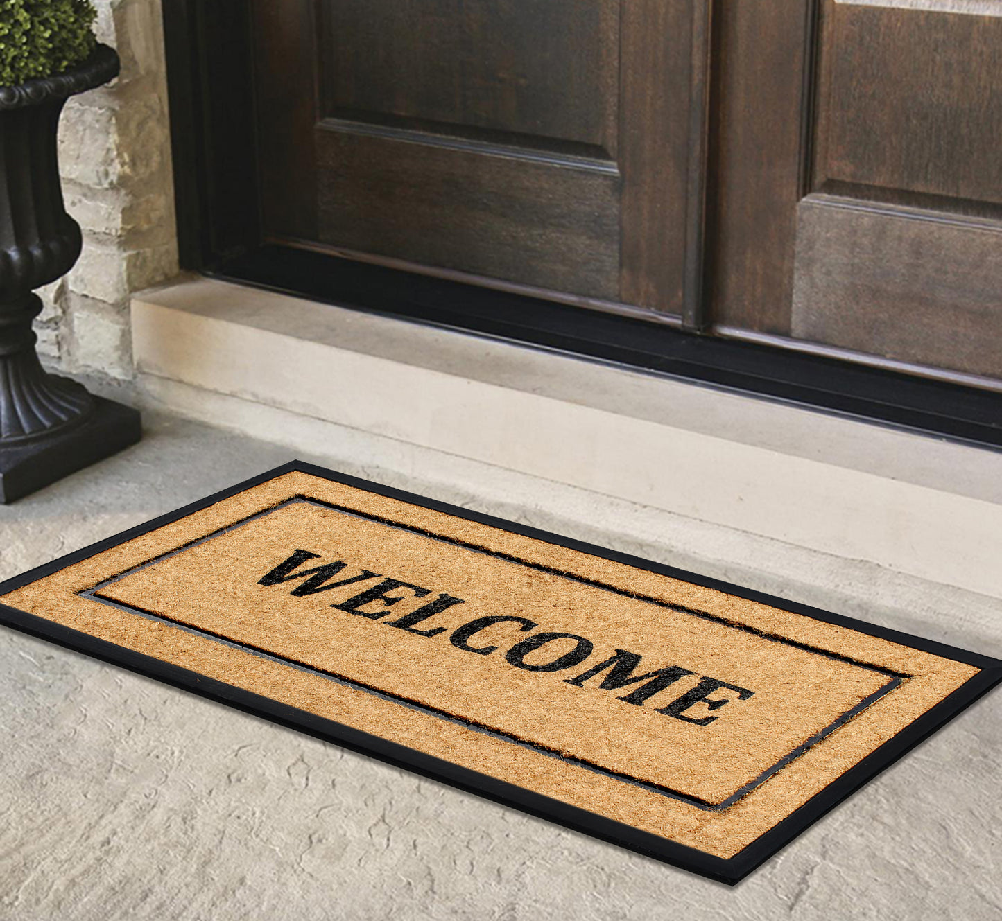 A1HC Extra Large Welcome Doormat 30"X60", Rubber & Coir, Heavy Duty, Thin Profile Front Door Mat