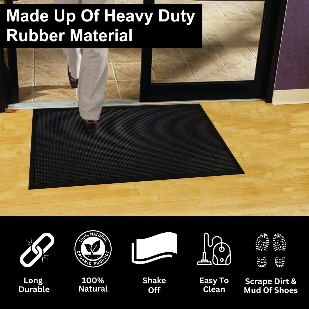 A1HC Natural Rubber Premium Stud Scrapper Fingertip Entrance Floor Mat for High Traffic Area Black