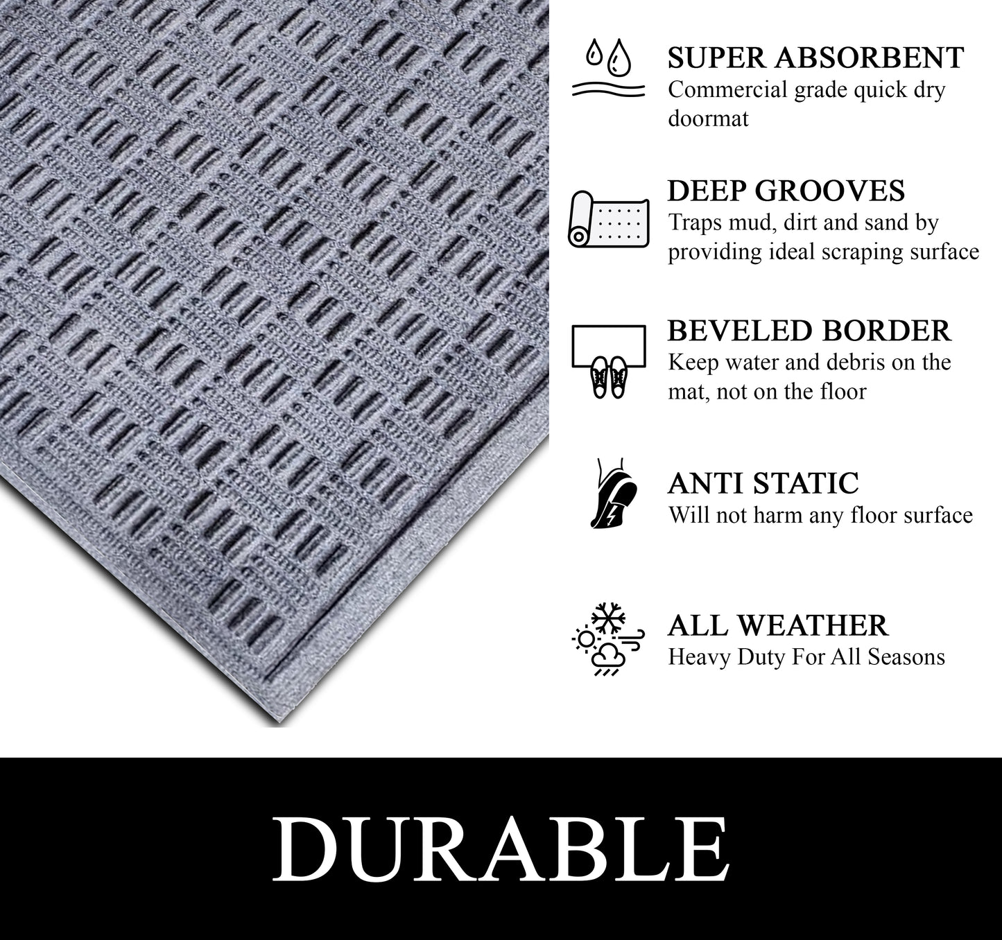 A1HC Durable Multi Purpose Polypropylene Rubber Doormat for Indoor Outdoor Front Door Mat Criss Cross