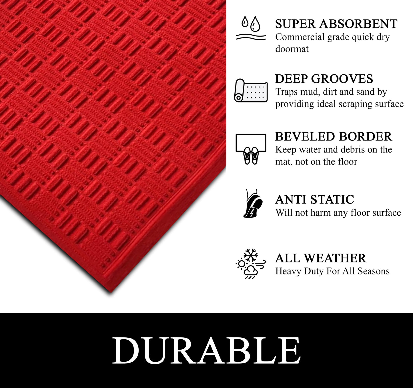 A1HC Durable Multi Purpose Polypropylene Rubber Doormat for Indoor Outdoor Front Door Mat Criss Cross