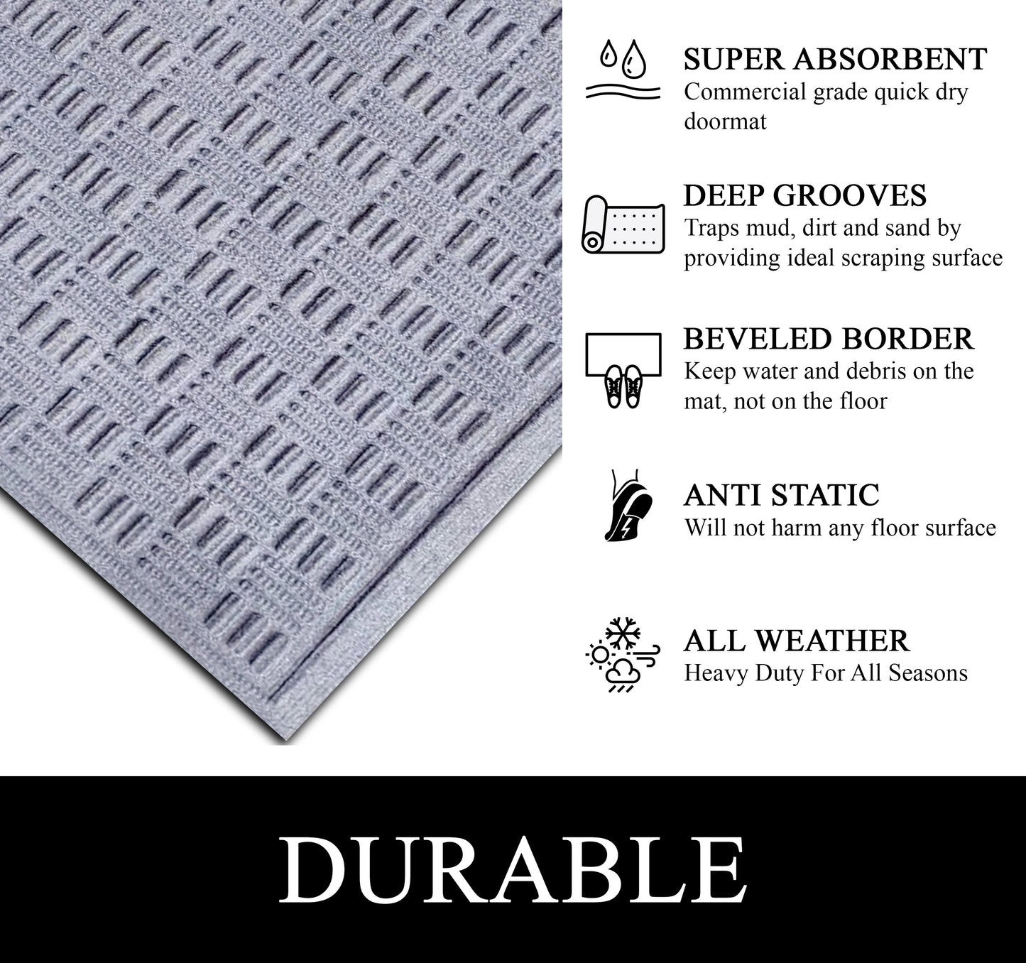 A1HC Durable Multi Purpose Polypropylene Rubber Doormat for Indoor Outdoor Front Door Mat Criss Cross