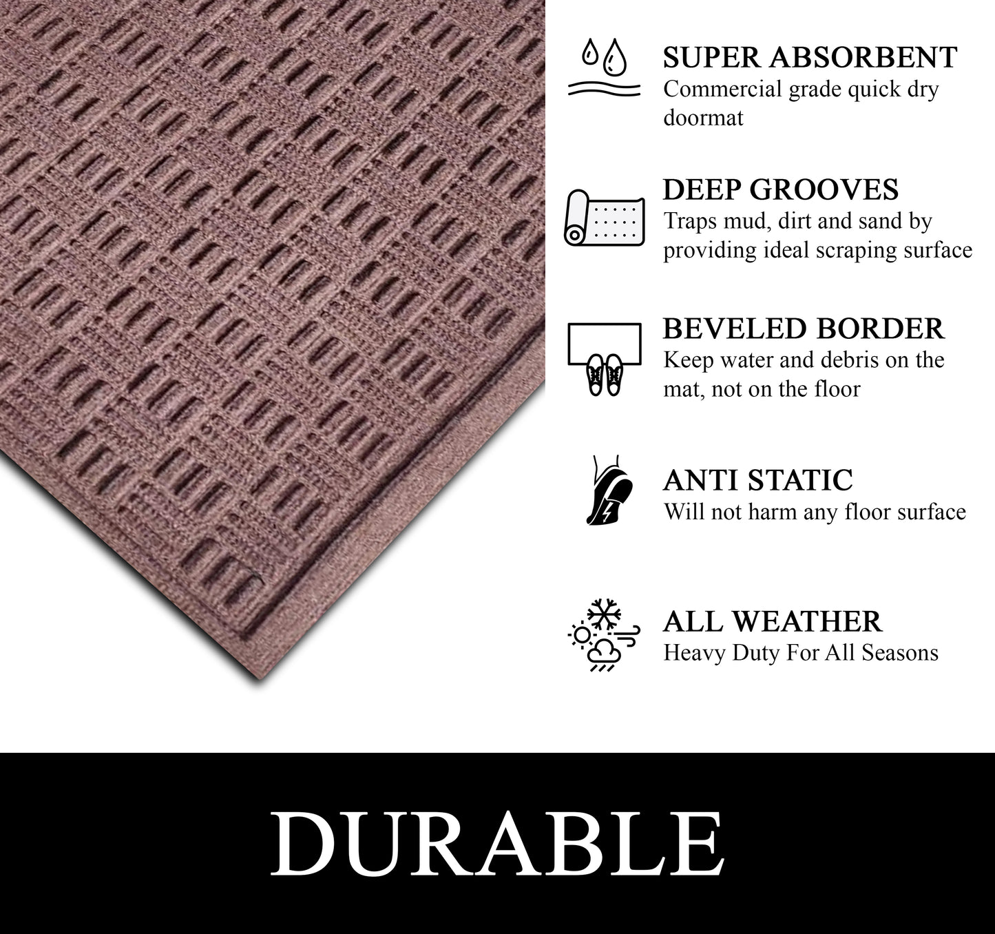 A1HC Durable Multi Purpose Polypropylene Rubber Doormat for Indoor Outdoor Front Door Mat Criss Cross