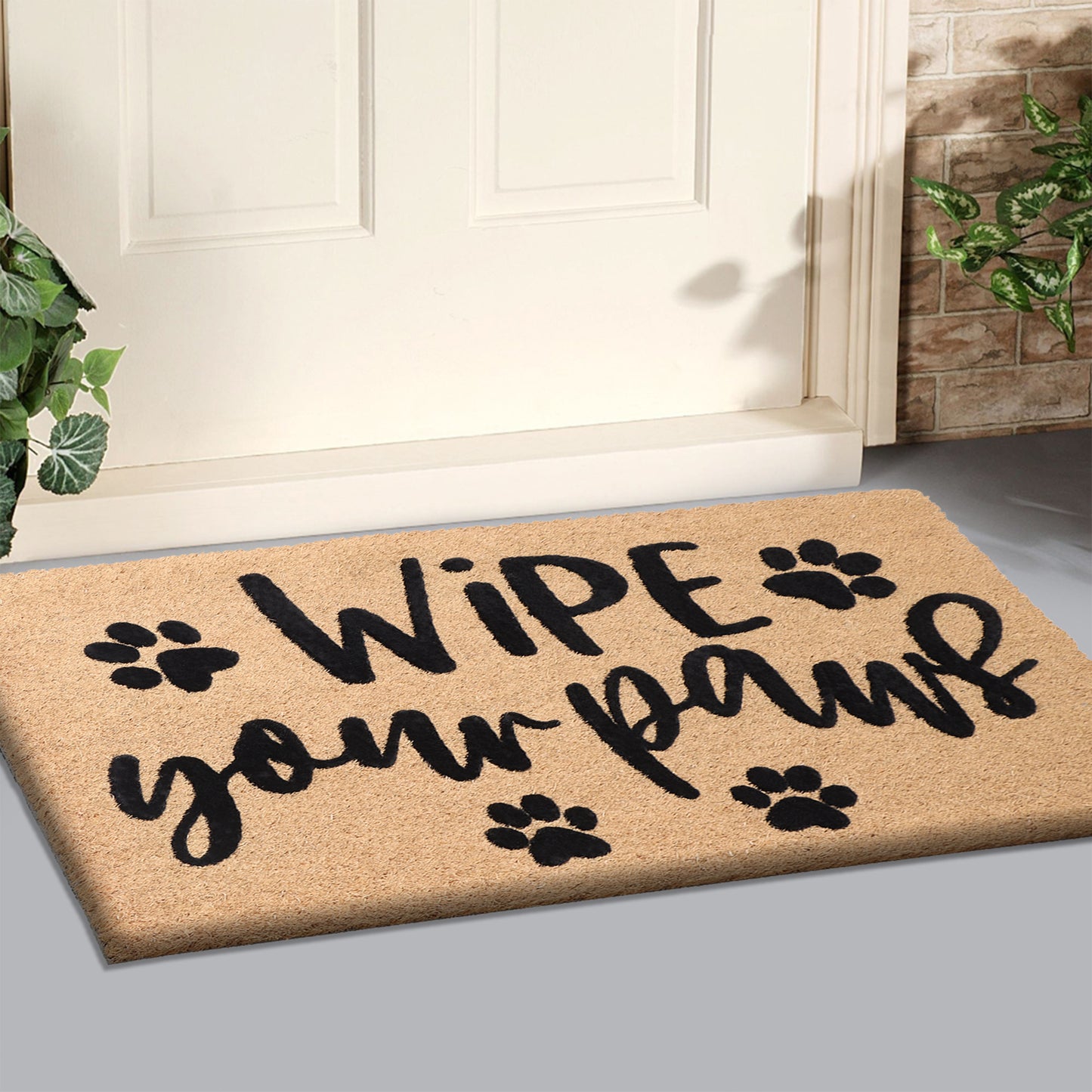 A1HC Natural Coir Flocked Door mat with Heavy Duty Non-Slip PVC Backing, Low-Profile Durable Doormat