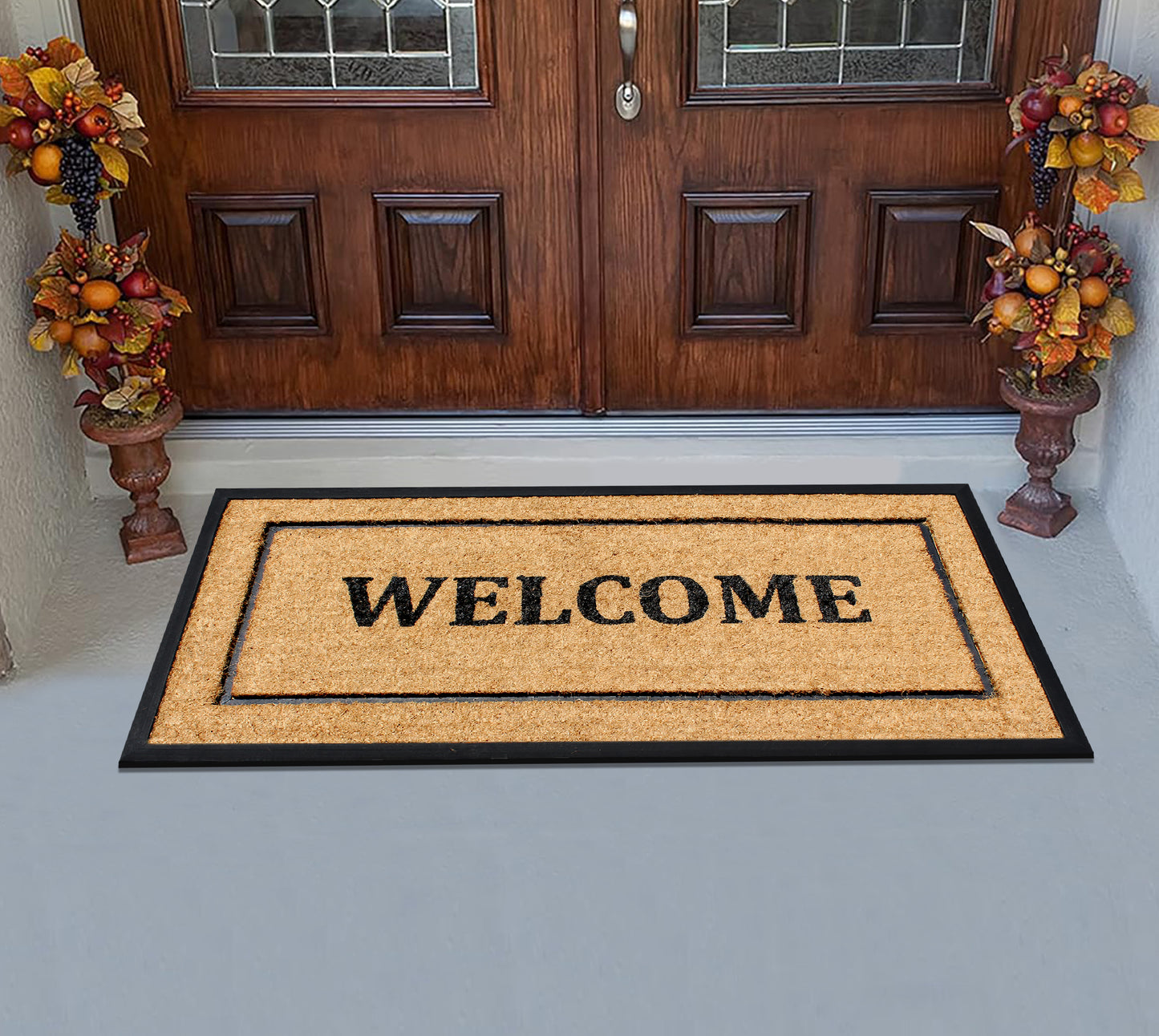 A1HC Extra Large Welcome Doormat 30"X60", Rubber & Coir, Heavy Duty, Thin Profile Front Door Mat