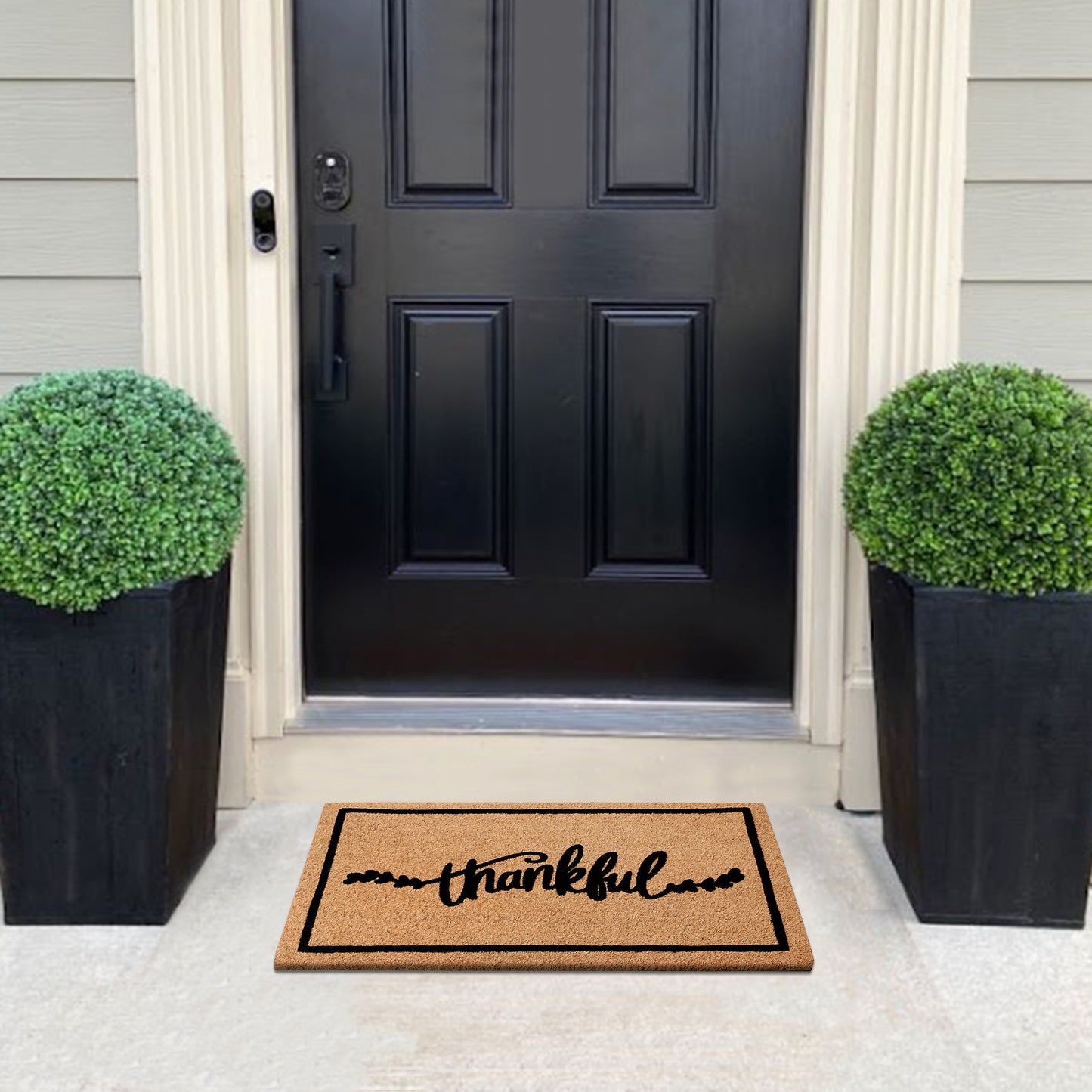 A1HC Natural Coir Flocked Door mat with Heavy Duty Non-Slip PVC Backing, Low-Profile Durable Doormat