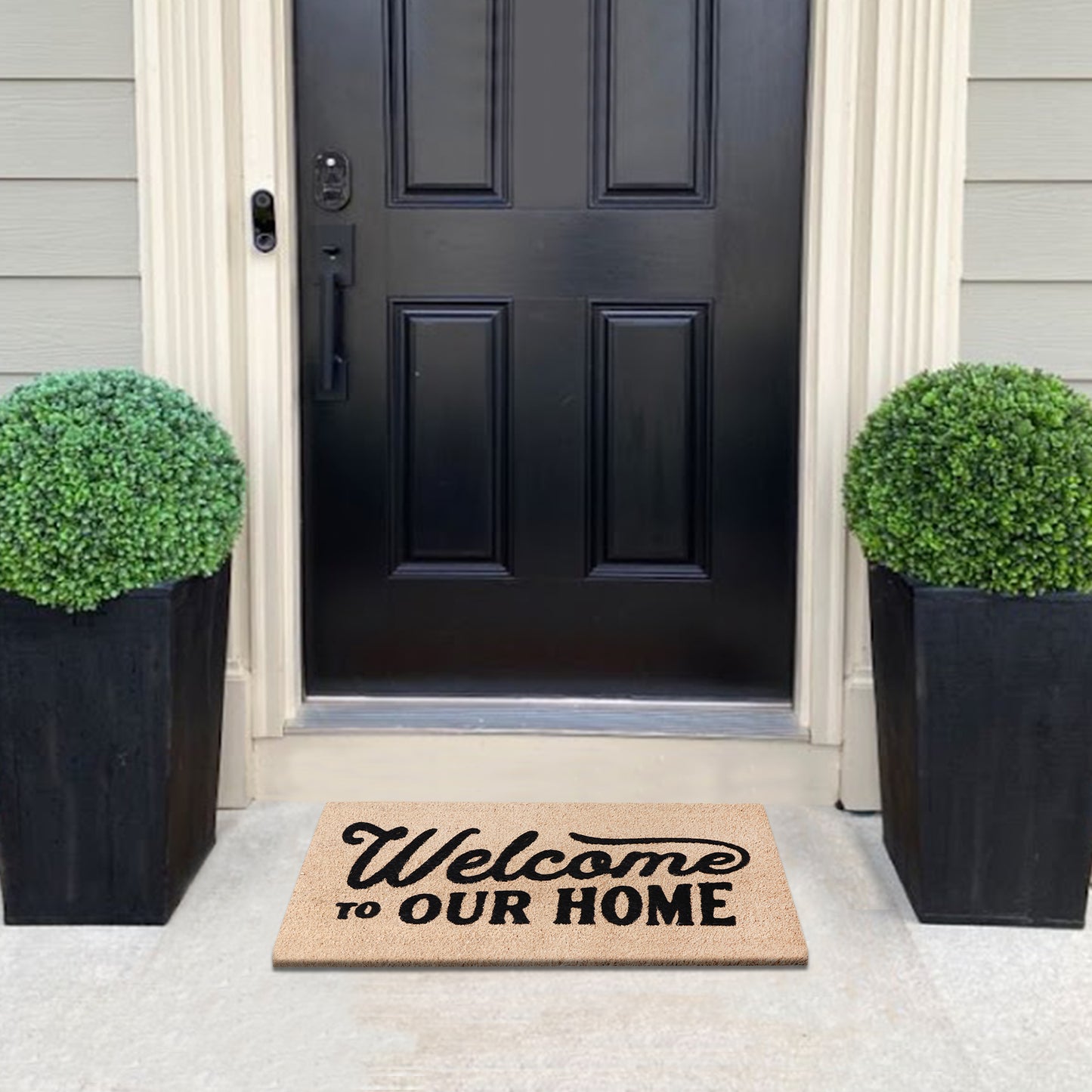 A1HC Natural Coir Flocked Door mat with Heavy Duty Non-Slip PVC Backing, Low-Profile Durable Doormat