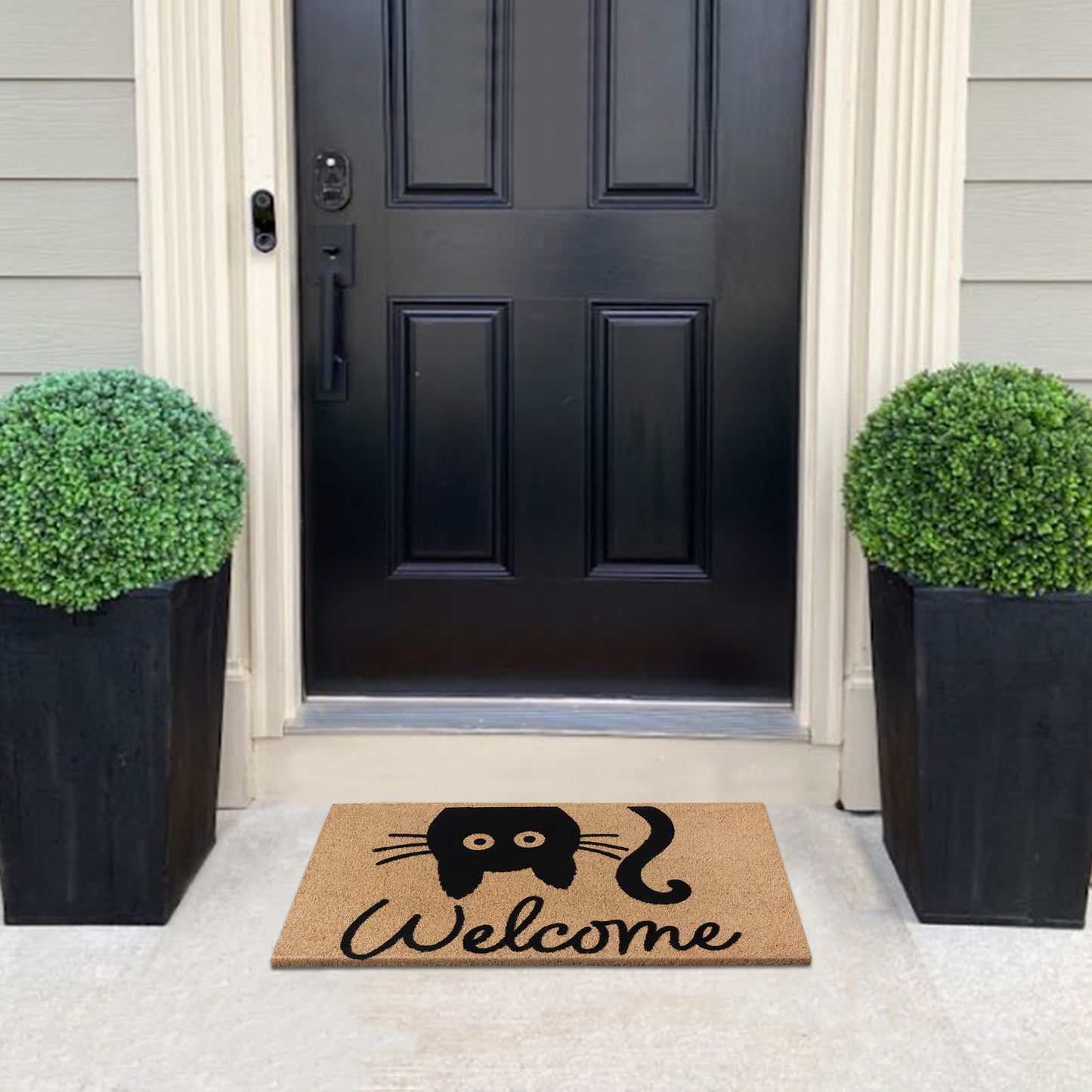 A1HC Natural Coir Flocked Door mat with Heavy Duty Non-Slip PVC Backing, Low-Profile Durable Doormat