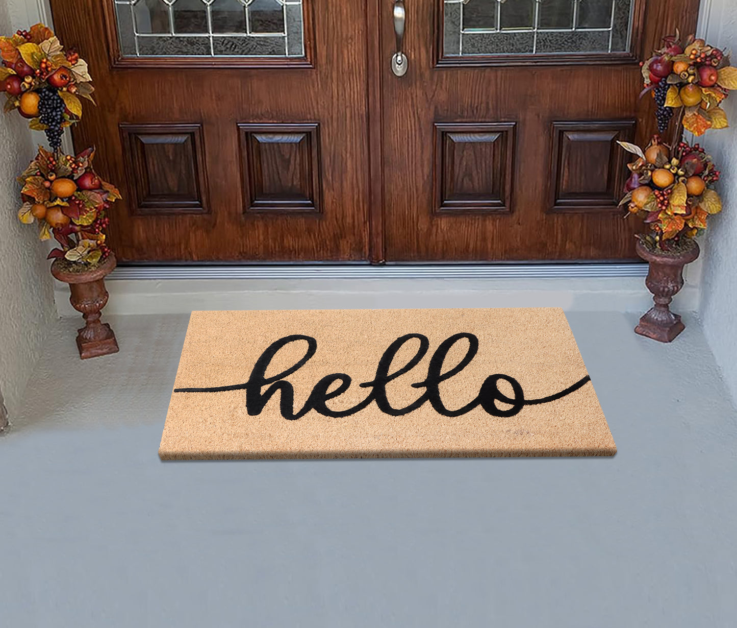 A1HC Natural Coir Flocked Door mat with Heavy Duty Non-Slip PVC Backing, Low-Profile Durable Doormat