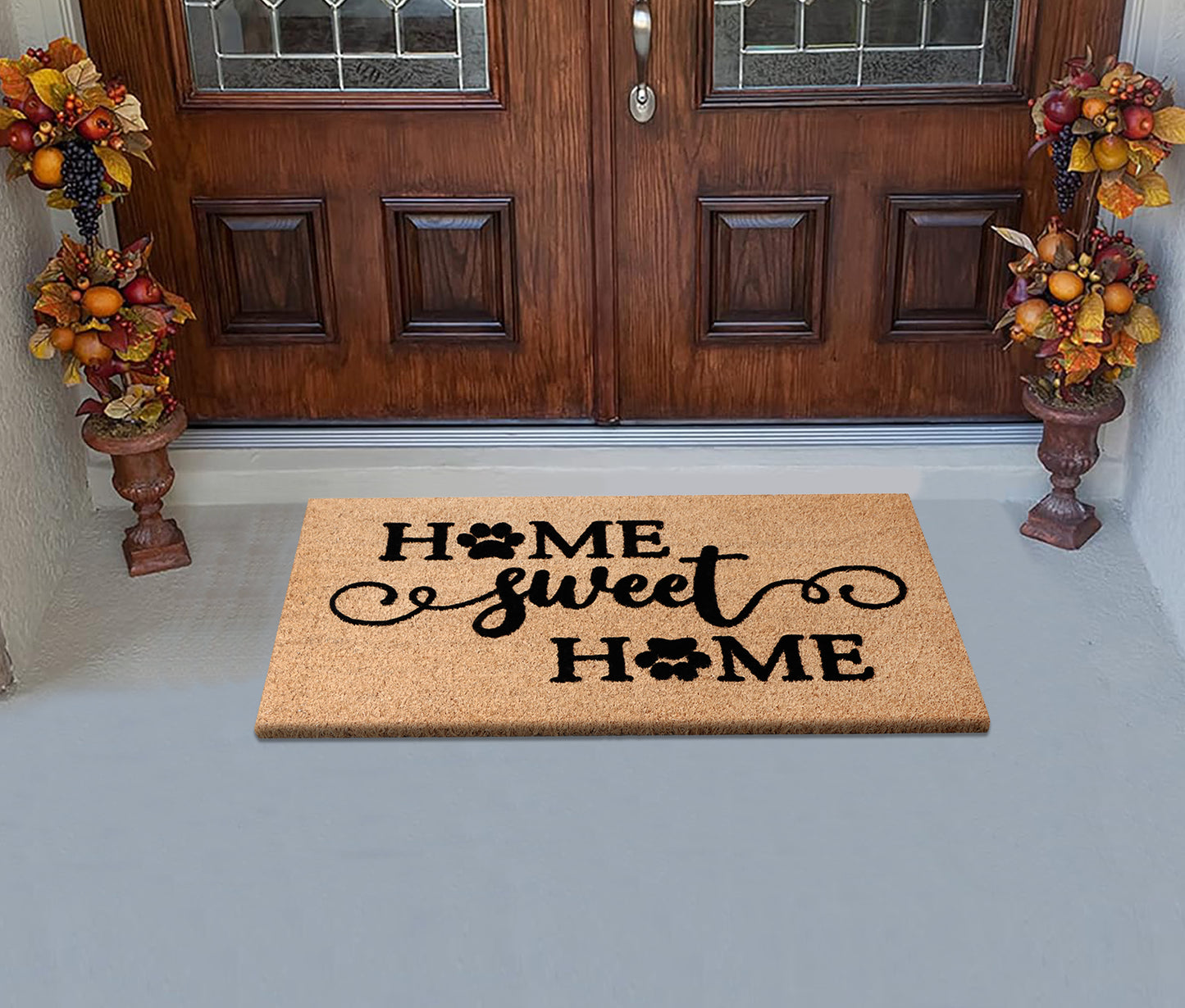 A1HC Natural Coir Flocked Door mat with Heavy Duty Non-Slip PVC Backing, Low-Profile Durable Doormat