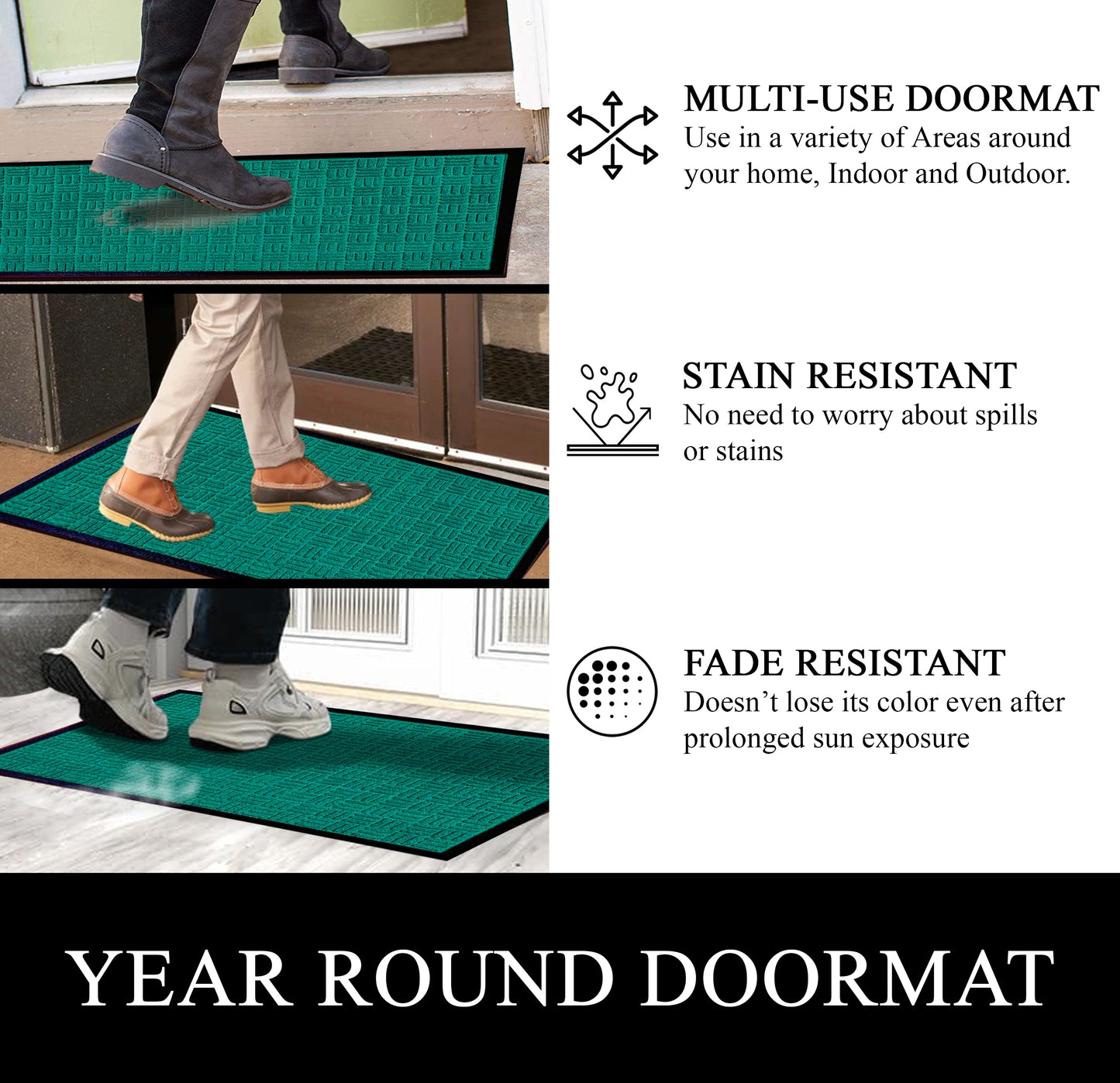 A1HC Indoor Outdoor Doormat Non-Slip Rubber Mat for Entrance, Patio, Garage and Office - Criss Cross