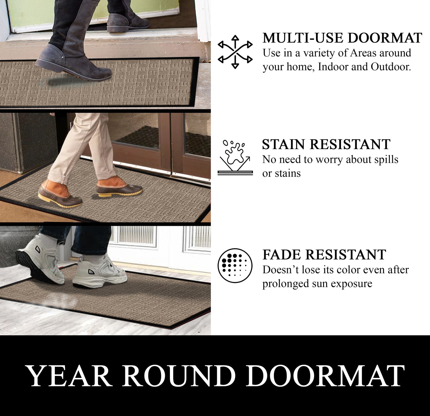 A1HC Indoor Outdoor Doormat Non-Slip Rubber Mat for Entrance, Patio, Garage and Office - Criss Cross