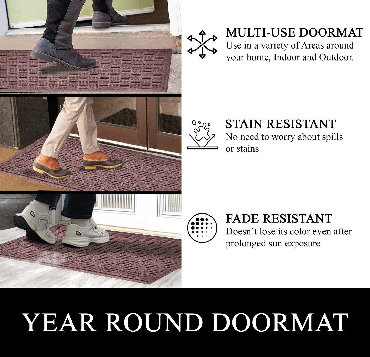 A1HC Durable Multi Purpose Polypropylene Rubber Doormat for Indoor Outdoor Front Door Mat Criss Cross