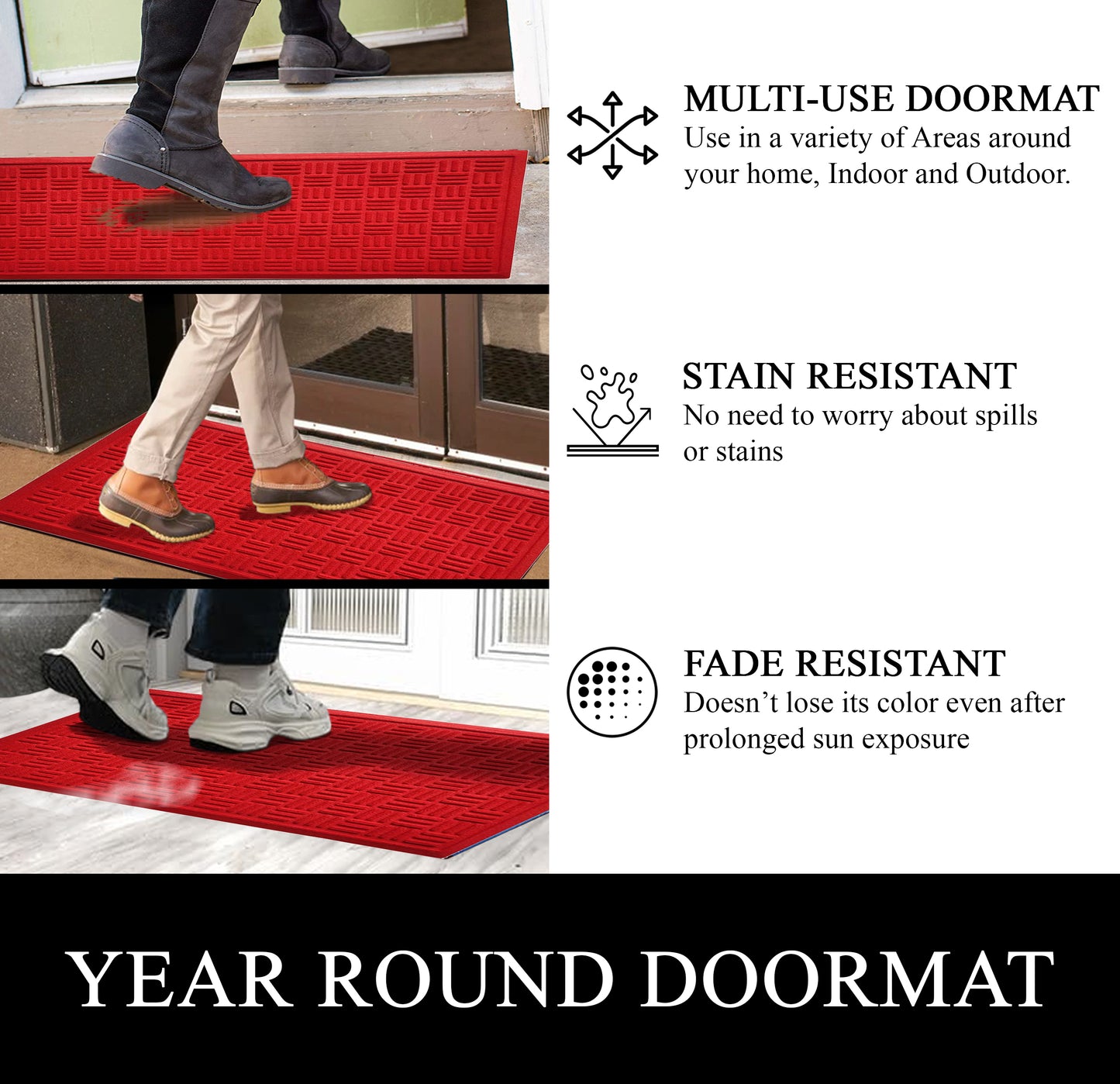 A1HC Durable Multi Purpose Polypropylene Rubber Doormat for Indoor Outdoor Front Door Mat Criss Cross