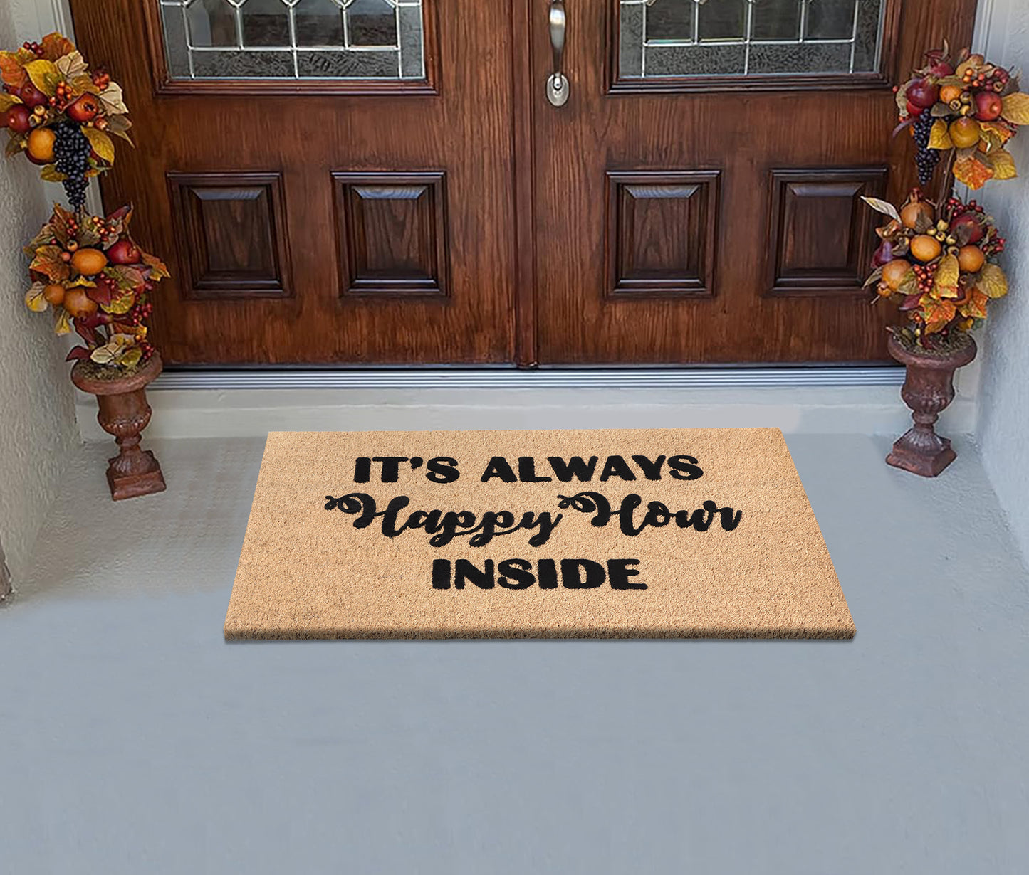 A1HC Natural Coir Flocked Door mat with Heavy Duty Non-Slip PVC Backing, Low-Profile Durable Doormat