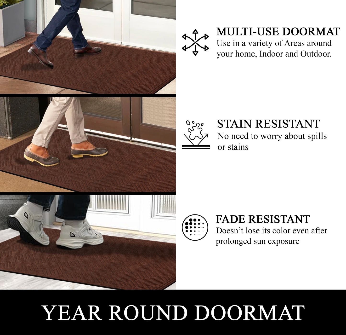 A1HC Durable Multi Purpose Polypropylene Rubber Door Mat, 36"X60" Indoor Outdoor All Weather Doormat