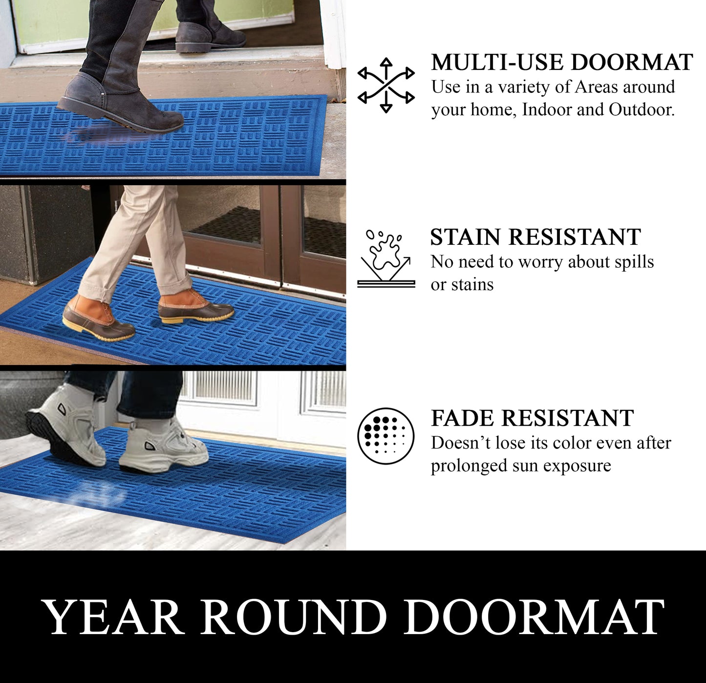 A1HC Durable Multi Purpose Polypropylene Rubber Doormat for Indoor Outdoor Front Door Mat Criss Cross