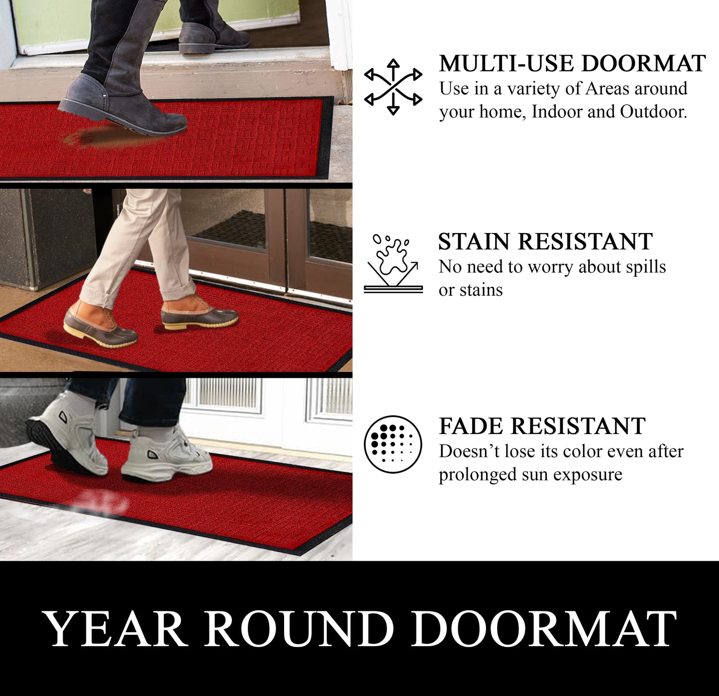 A1HC Indoor Outdoor Doormat Non-Slip Rubber Mat for Entrance, Patio, Garage and Office - Criss Cross