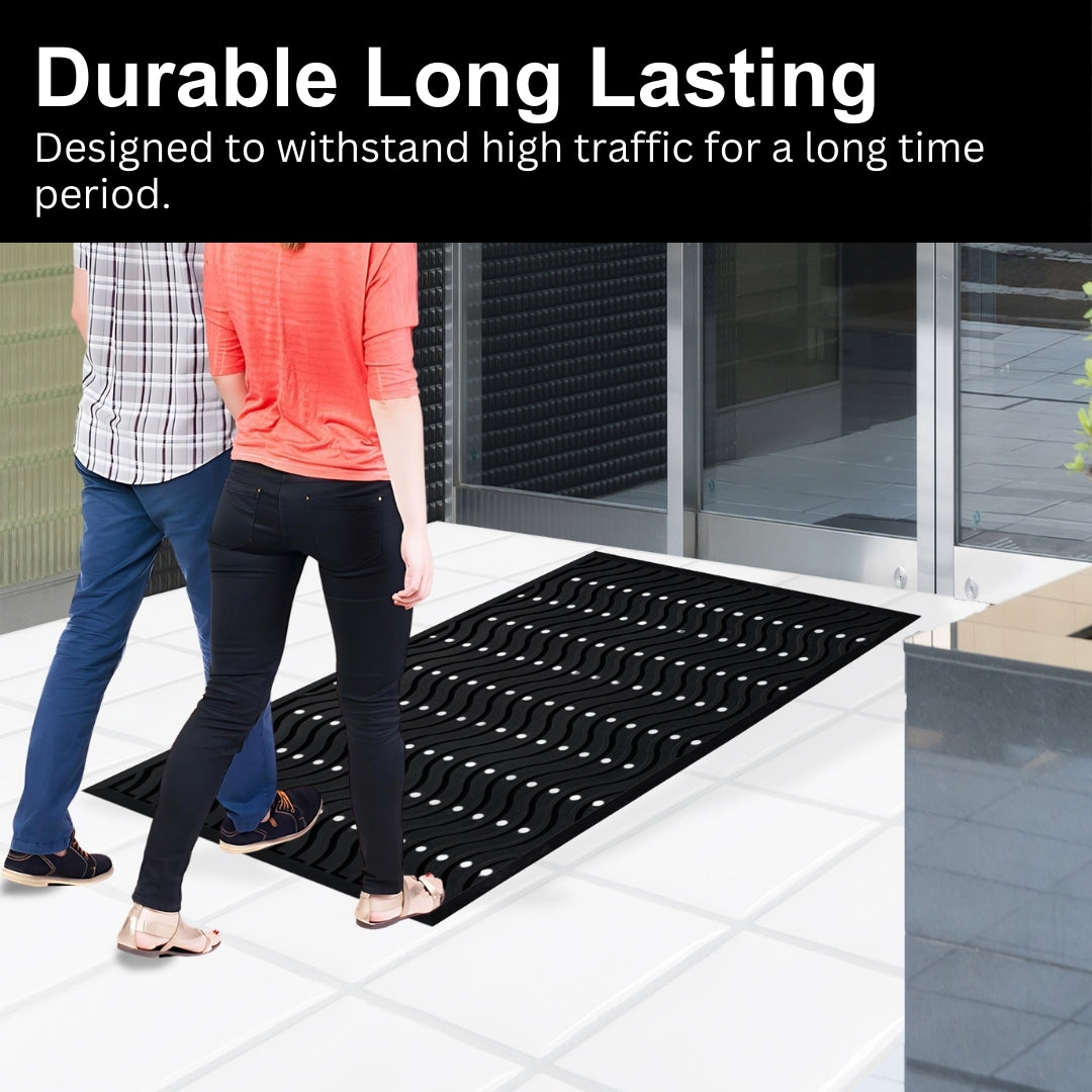 A1HC Natural Rubber Premium Wavy Scrapper Floor Mat for Heavy Traffic Commercial and Residential Use