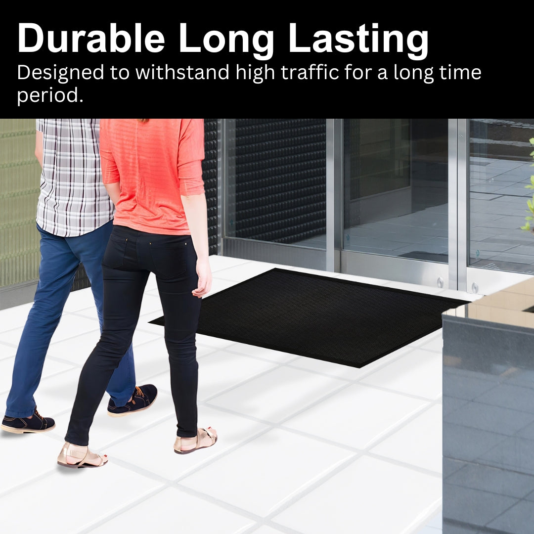 A1HC Natural Rubber Premium Stud Scrapper Fingertip Entrance Floor Mat for High Traffic Area Black