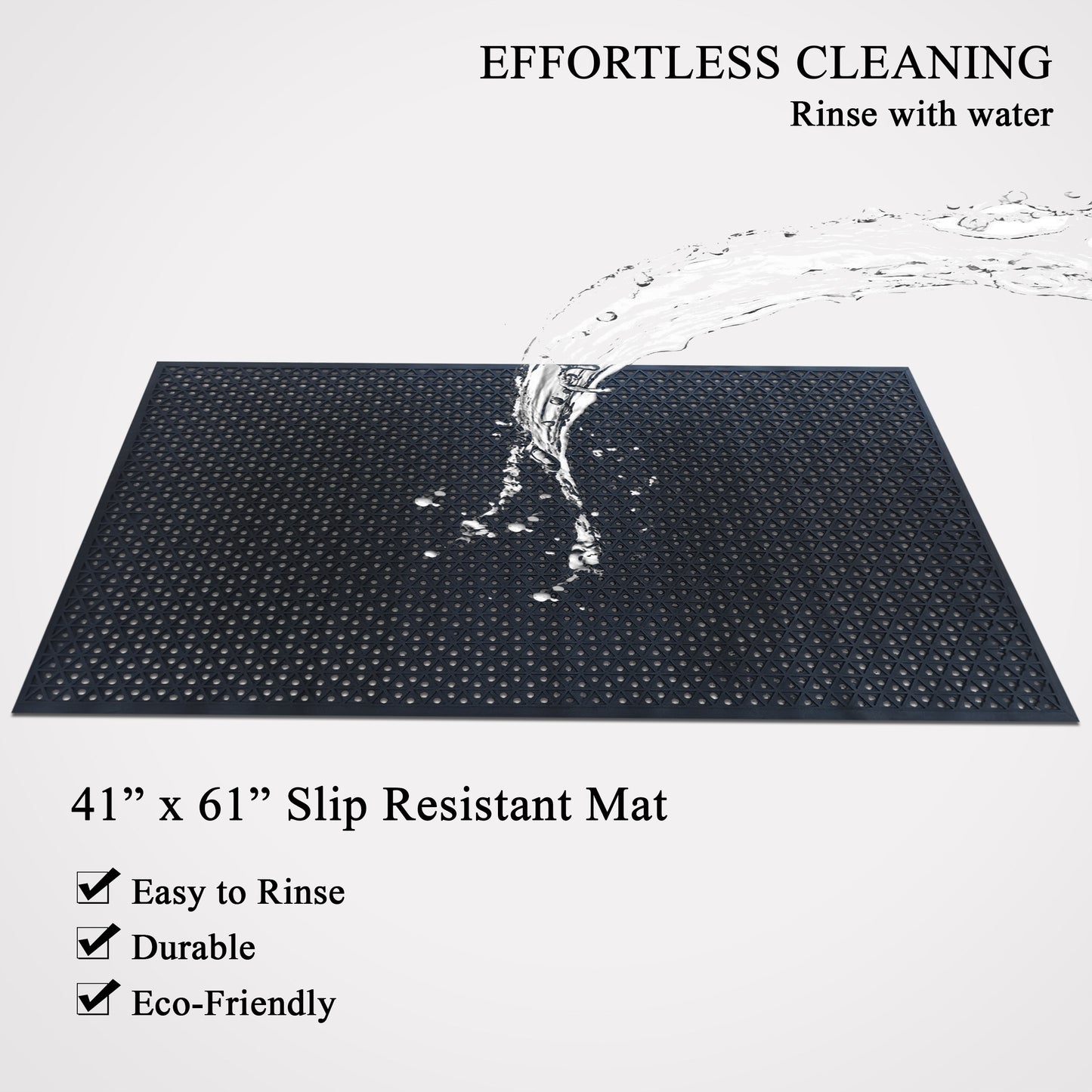 A1HC All Purpose Rubber Extra Drain 70% Floor Mat 41"X61" with Holes for High Traffic Area Mat Black