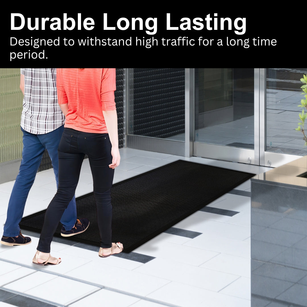 A1HC Natural Rubber Premium Stud Scrapper Fingertip Entrance Floor Mat for High Traffic Area Black