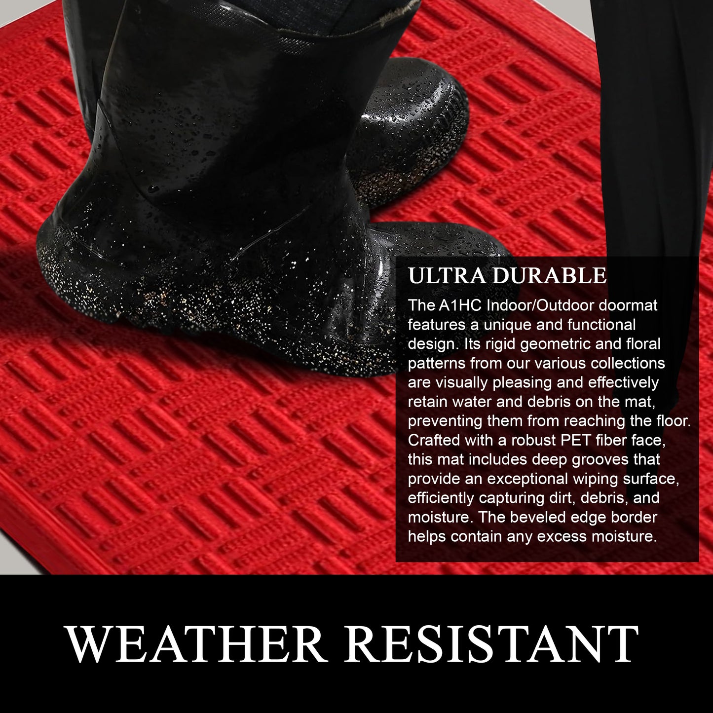 A1HC Durable Multi Purpose Polypropylene Rubber Doormat for Indoor Outdoor Front Door Mat Criss Cross