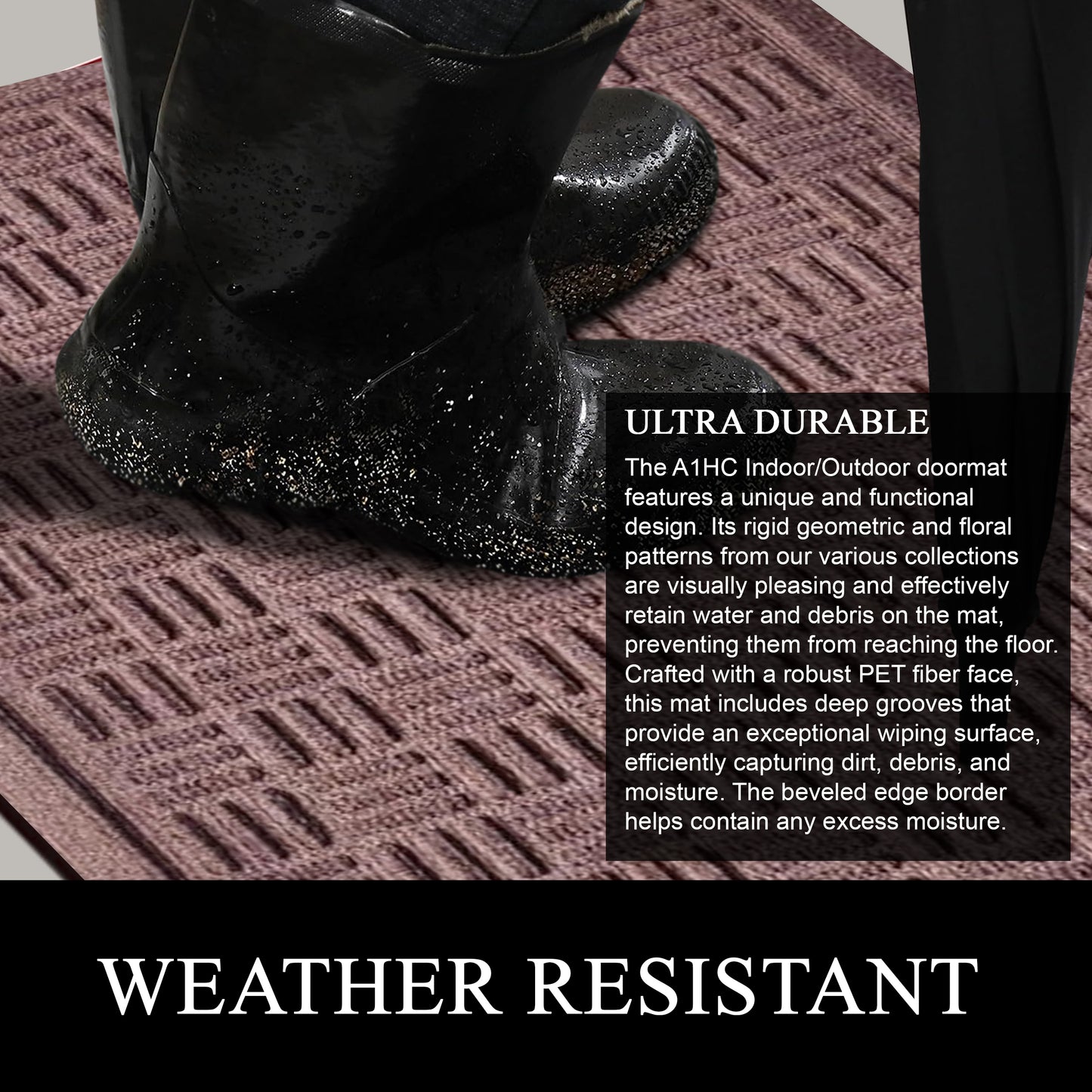 A1HC Durable Multi Purpose Polypropylene Rubber Doormat for Indoor Outdoor Front Door Mat Criss Cross