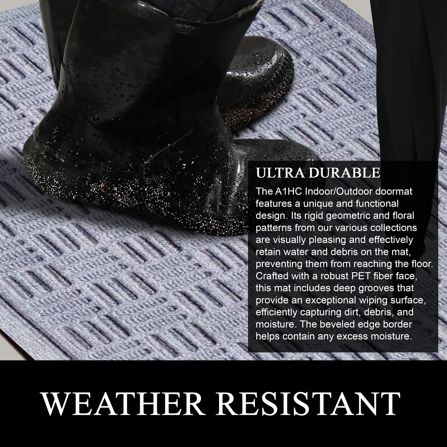 A1HC Durable Multi Purpose Polypropylene Rubber Doormat for Indoor Outdoor Front Door Mat Criss Cross