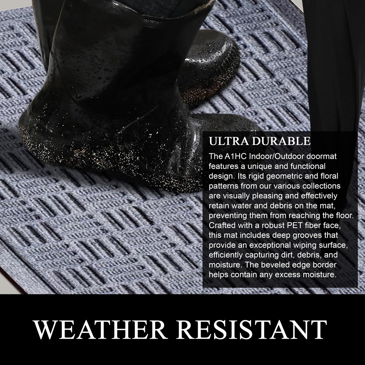A1HC Durable Multi Purpose Polypropylene Rubber Doormat for Indoor Outdoor Front Door Mat Criss Cross