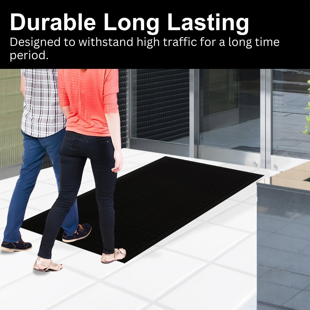A1HC Natural Rubber Premium Capsule Scrapper Floor Mat for Commercial & Heavy Traffic Area Black