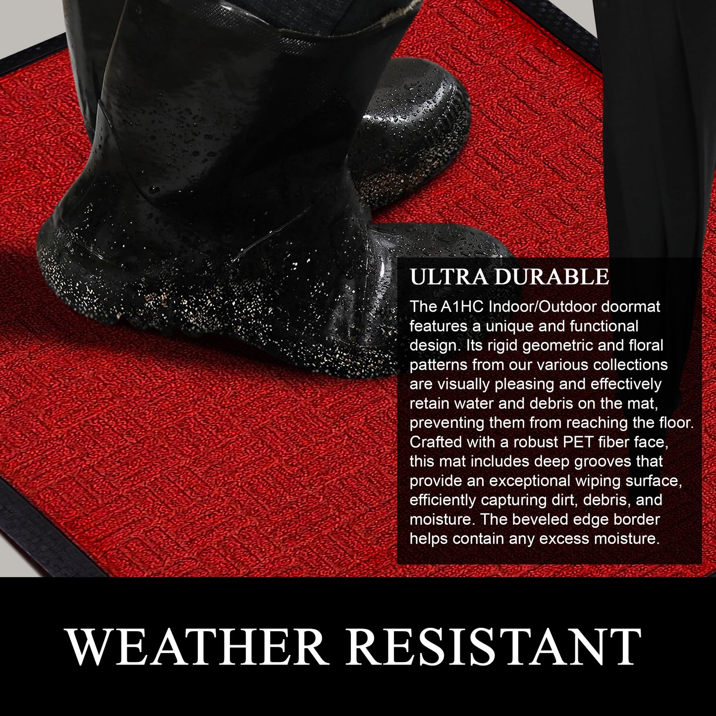 A1HC Indoor Outdoor Doormat Non-Slip Rubber Mat for Entrance, Patio, Garage and Office - Criss Cross