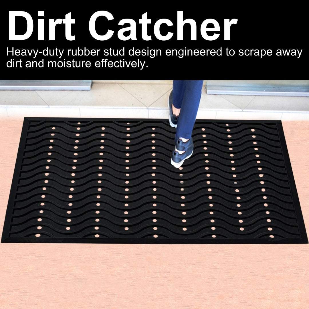 A1HC Natural Rubber Premium Wavy Scrapper Floor Mat for Heavy Traffic Commercial and Residential Use