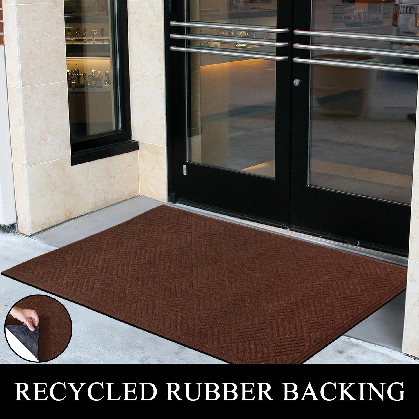 A1HC Durable Multi Purpose Polypropylene Rubber Door Mat, 36"X60" Indoor Outdoor All Weather Doormat
