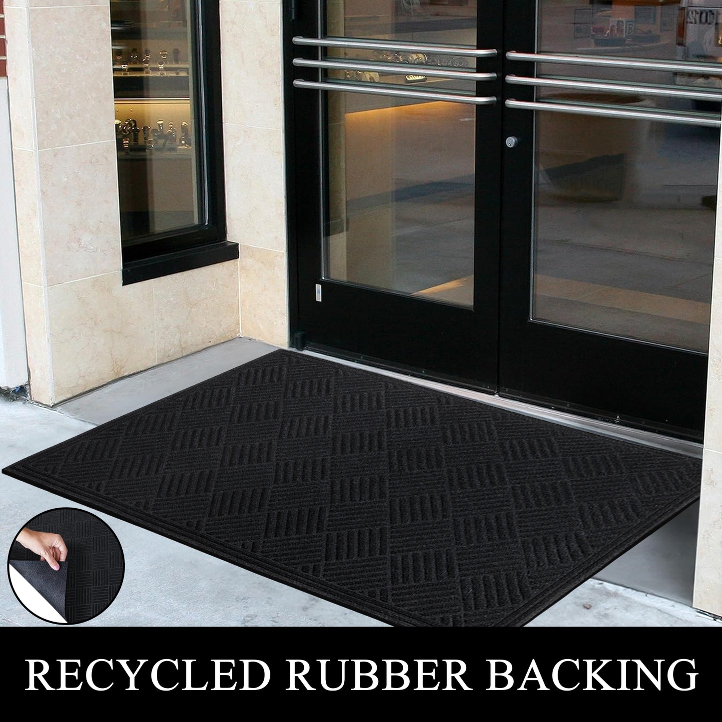 A1HC Durable Multi Purpose Polypropylene Rubber Door Mat, 36"X60" Indoor Outdoor All Weather Doormat